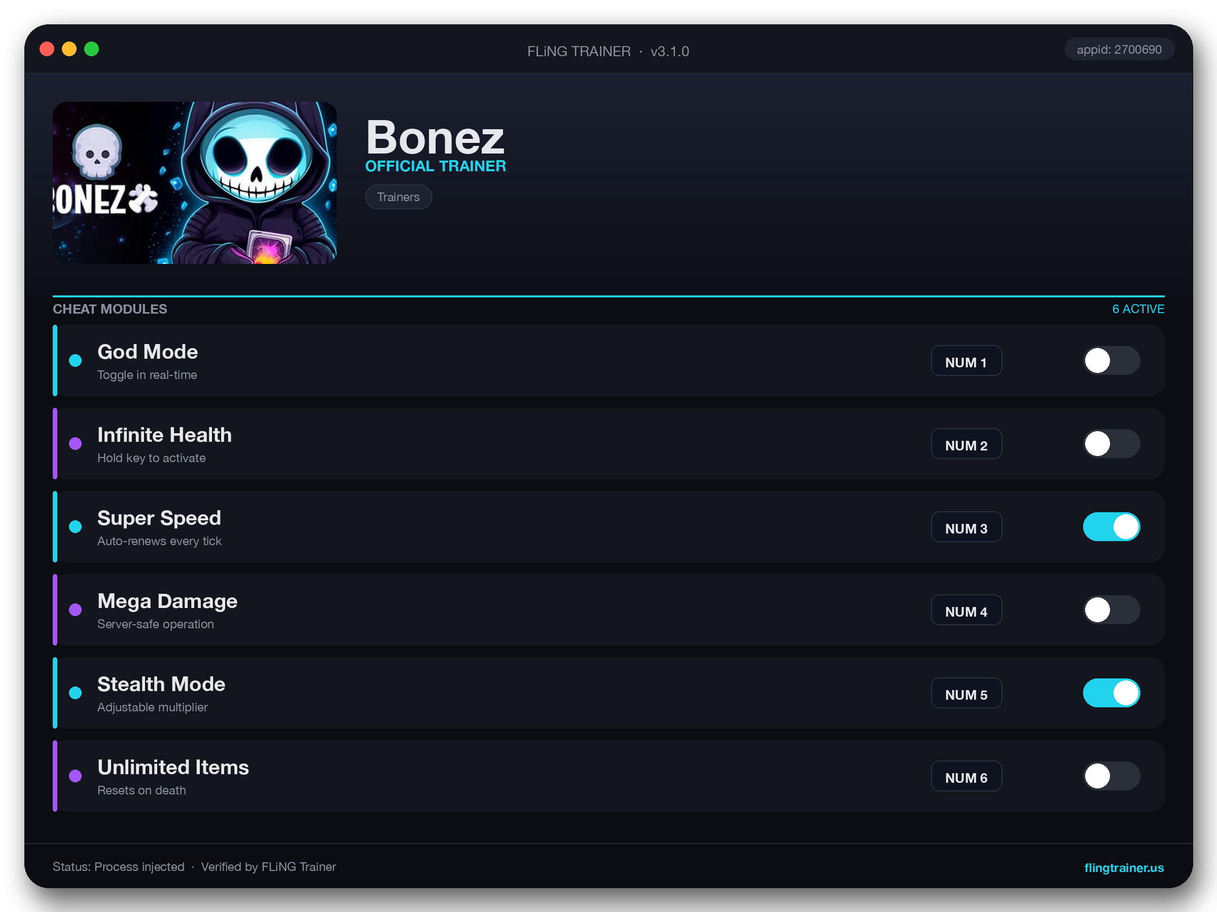 Bonez Trainer interface
