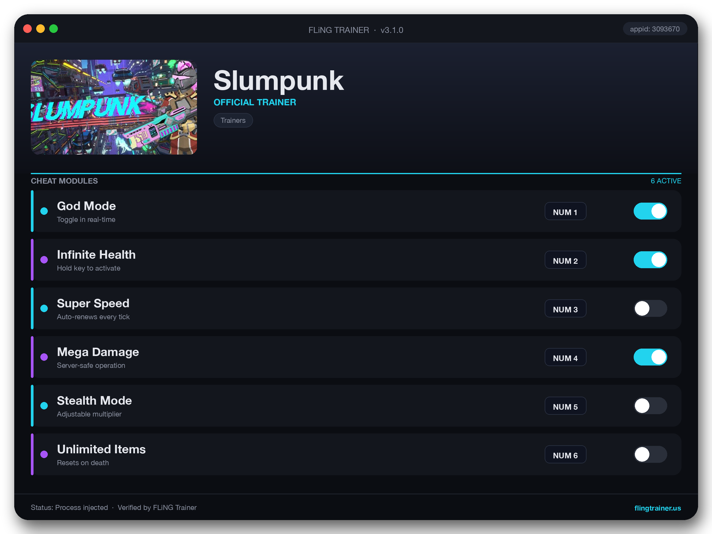Slumpunk Trainer interface