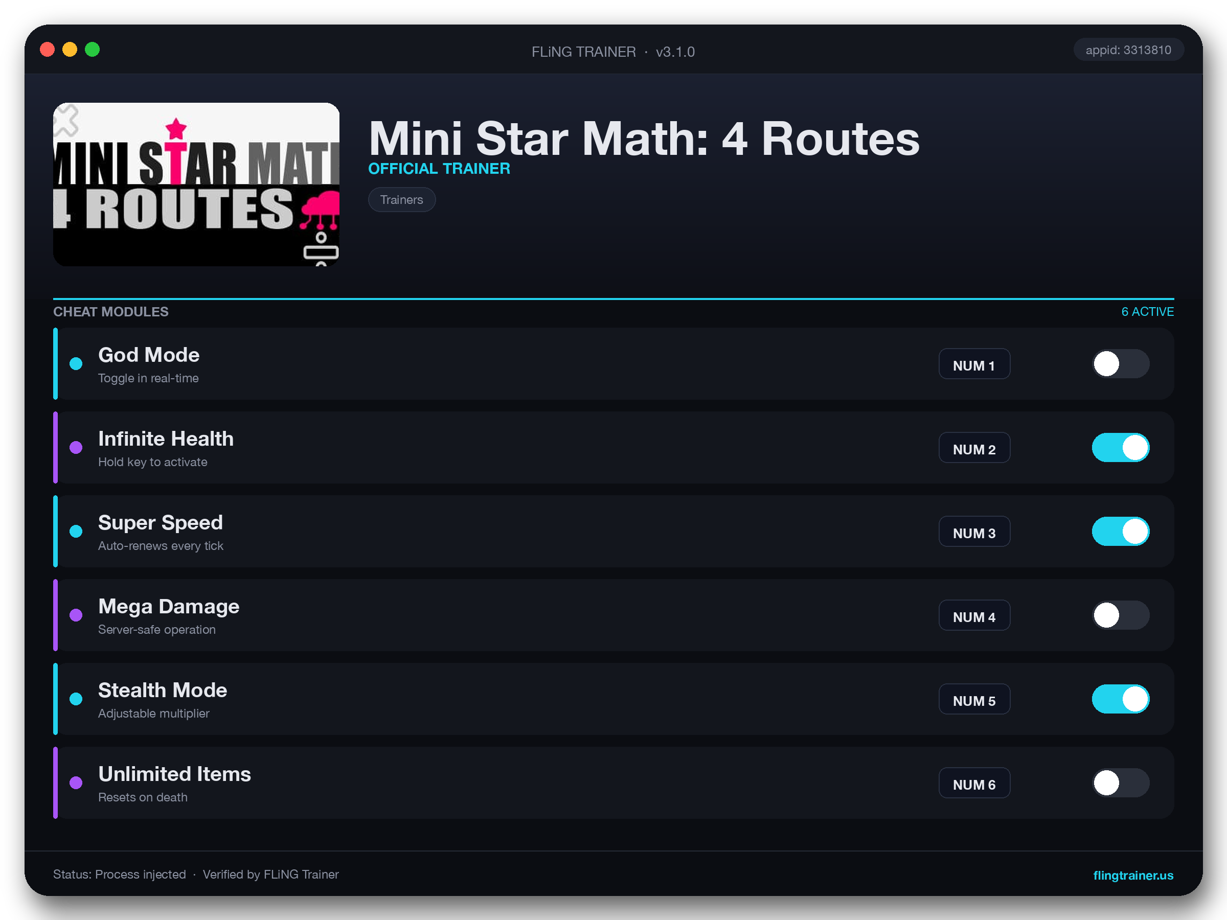 Mini Star Math: 4 Routes Trainer interface