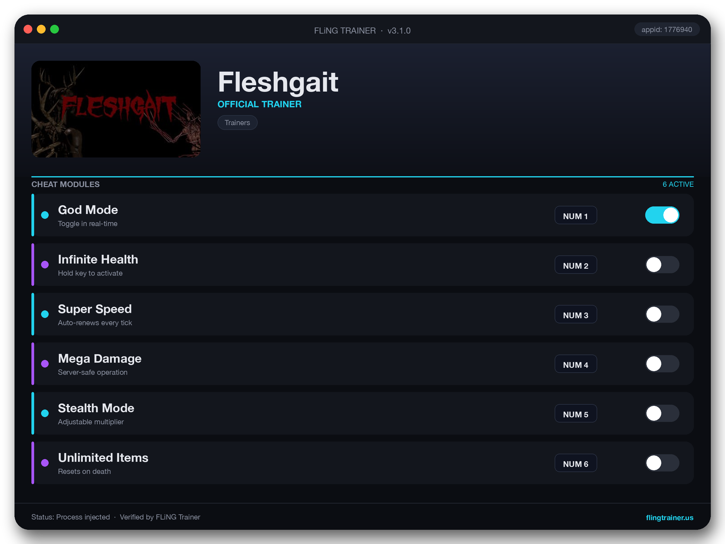Fleshgait Trainer interface