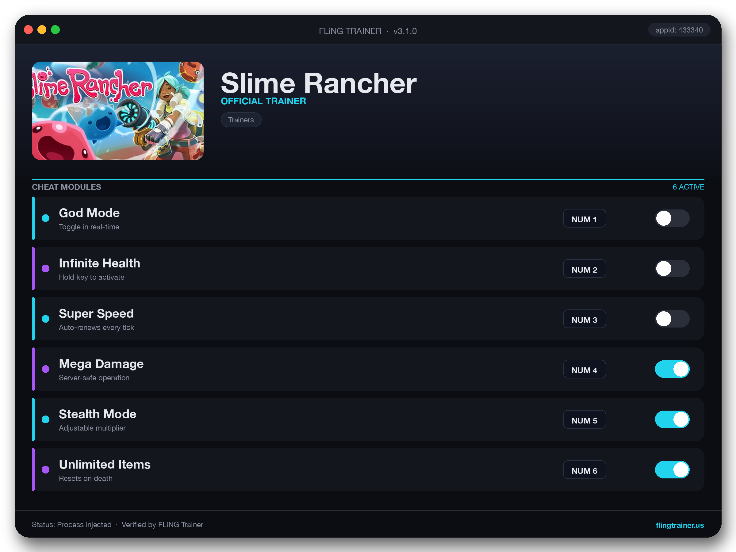 Slime Rancher Trainer interface