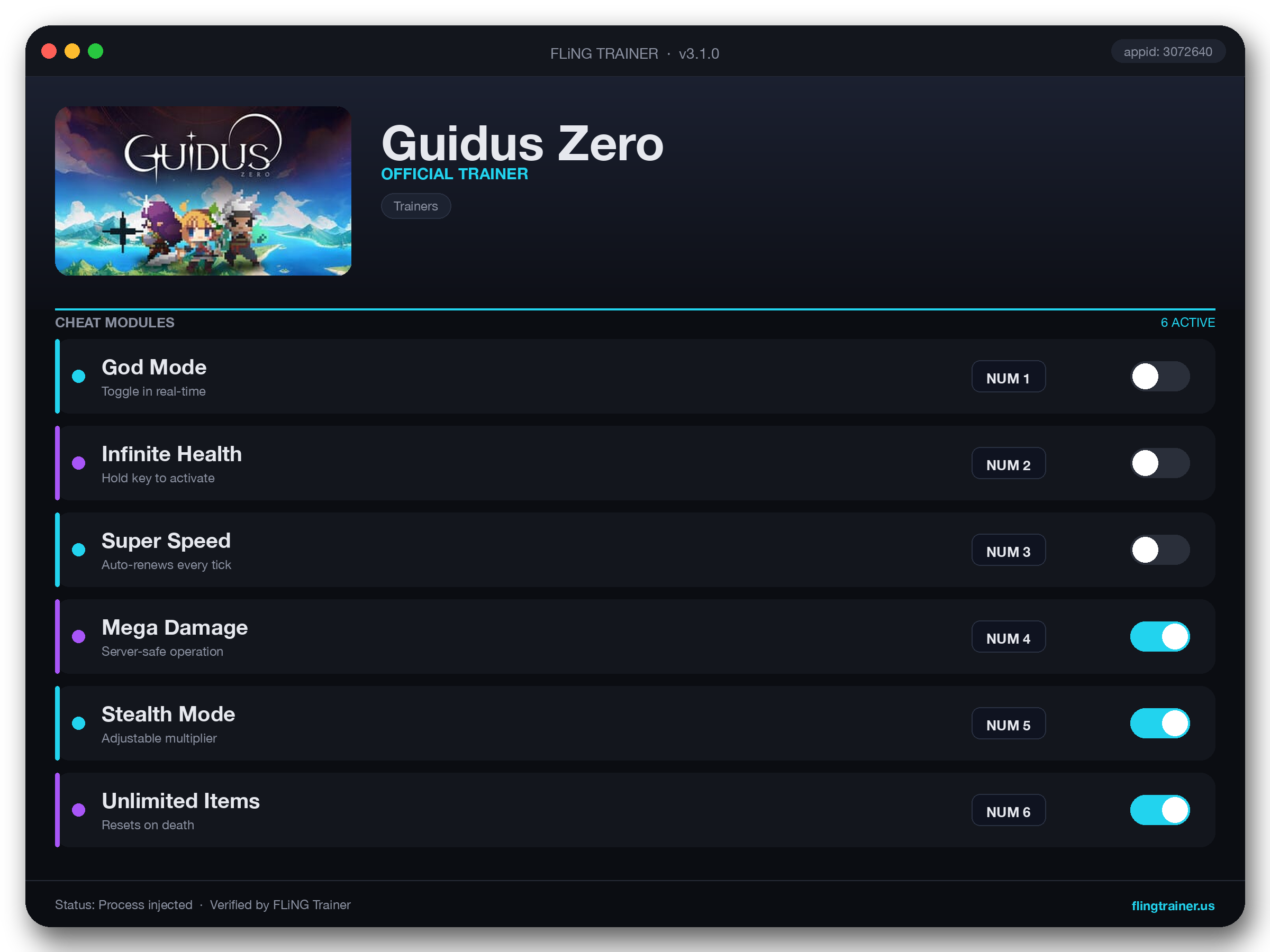 Guidus Zero Trainer interface