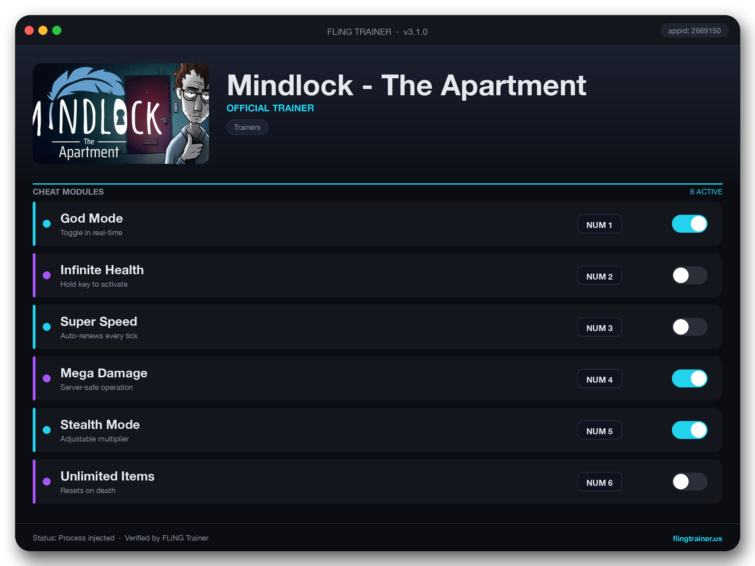 Mindlock - The Apartment Trainer interface