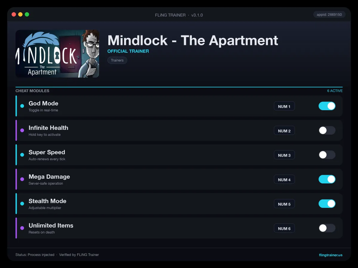 Mindlock - The Apartment Trainer interface