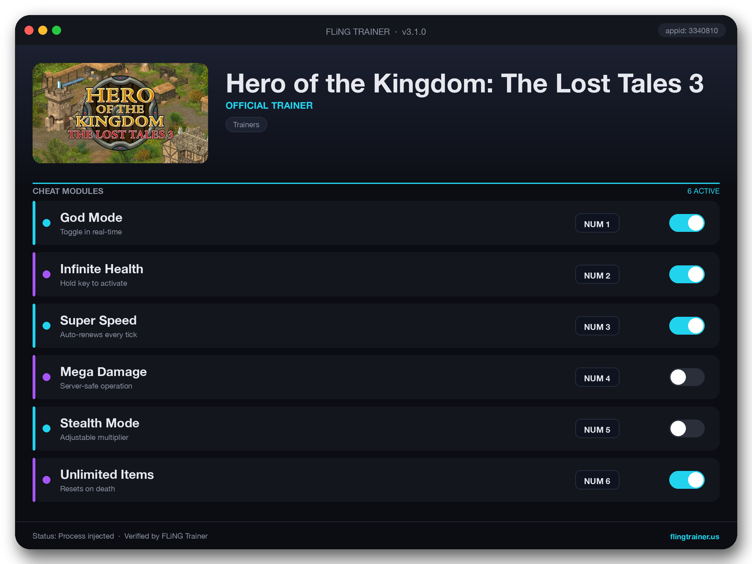 Hero of the Kingdom: The Lost Tales 3 Trainer interface