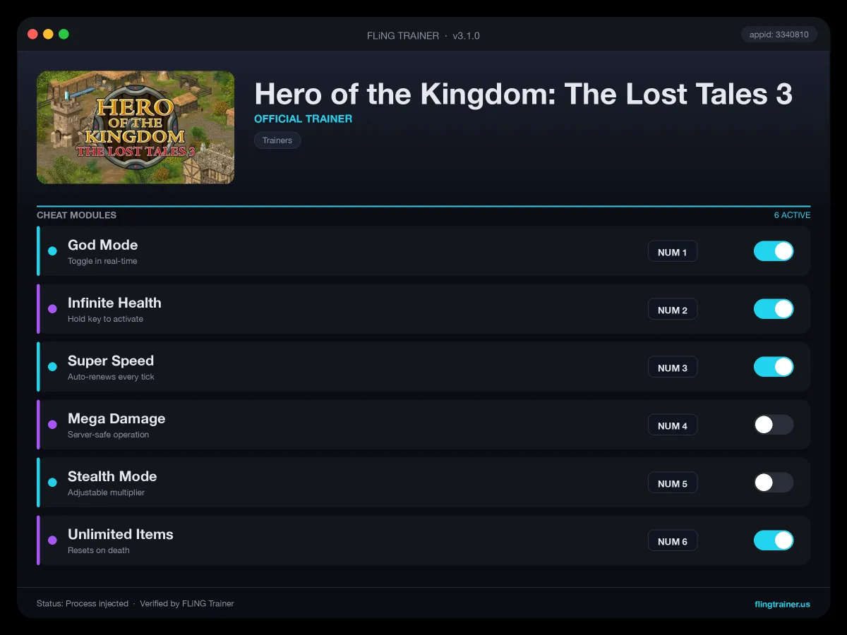 Hero of the Kingdom: The Lost Tales 3 Trainer interface