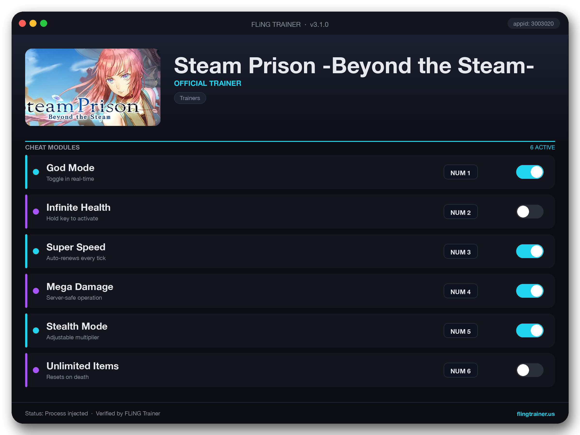 Steam Prison -Beyond the Steam- Trainer interface