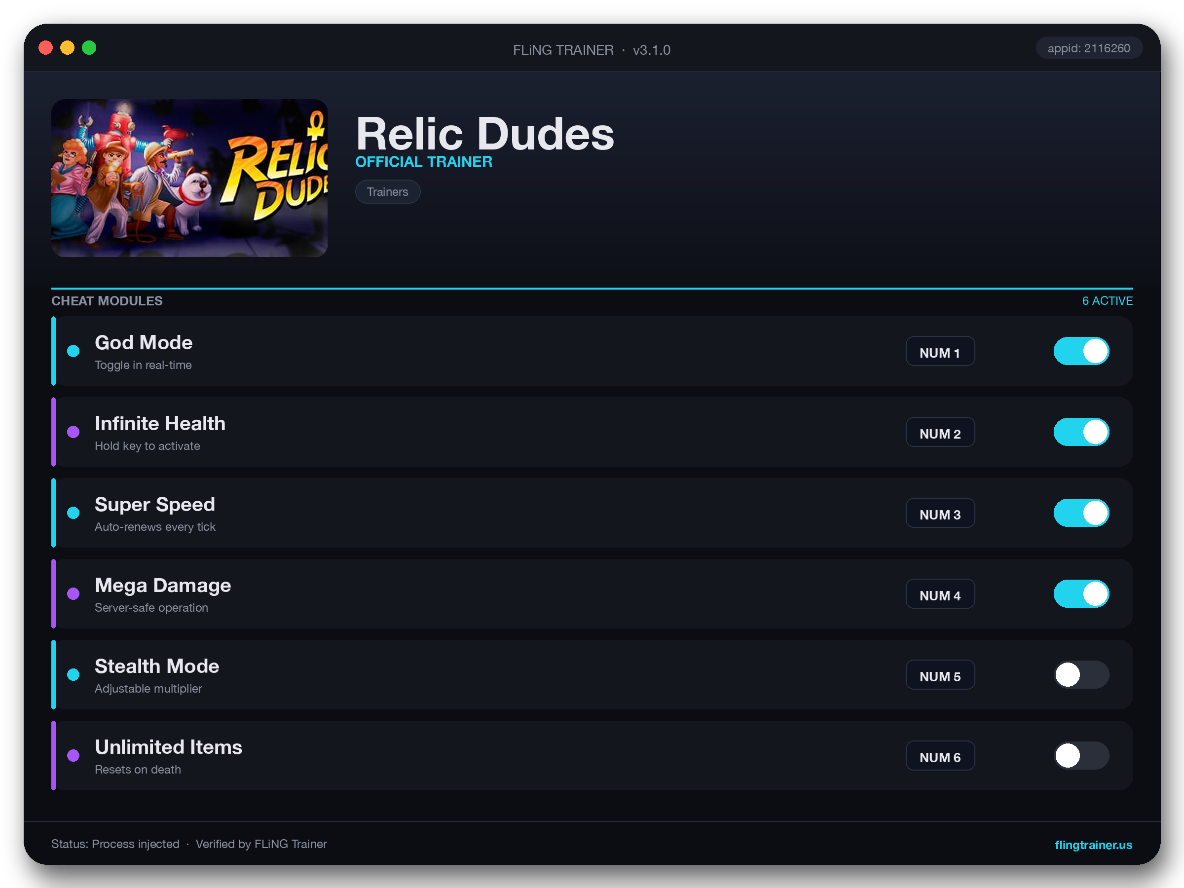 Relic Dudes Trainer interface