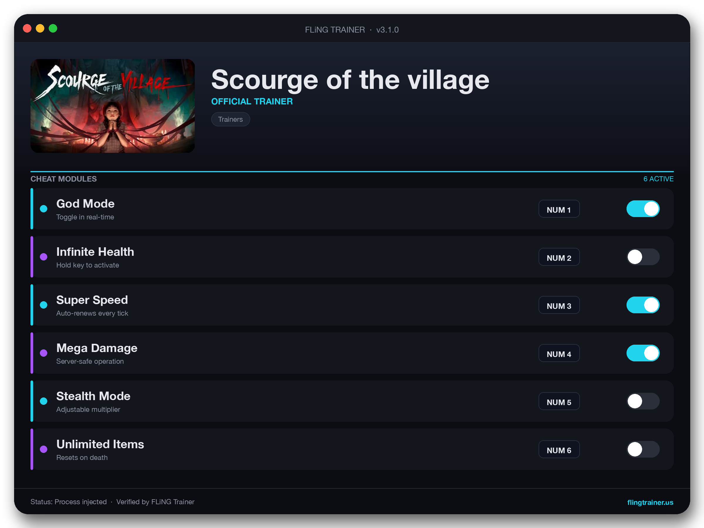 Scourge of the village Trainer interface