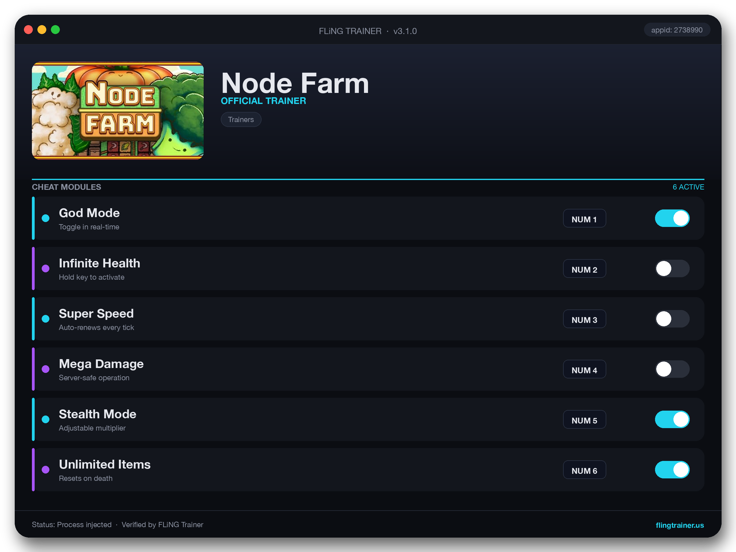 Node Farm Trainer interface