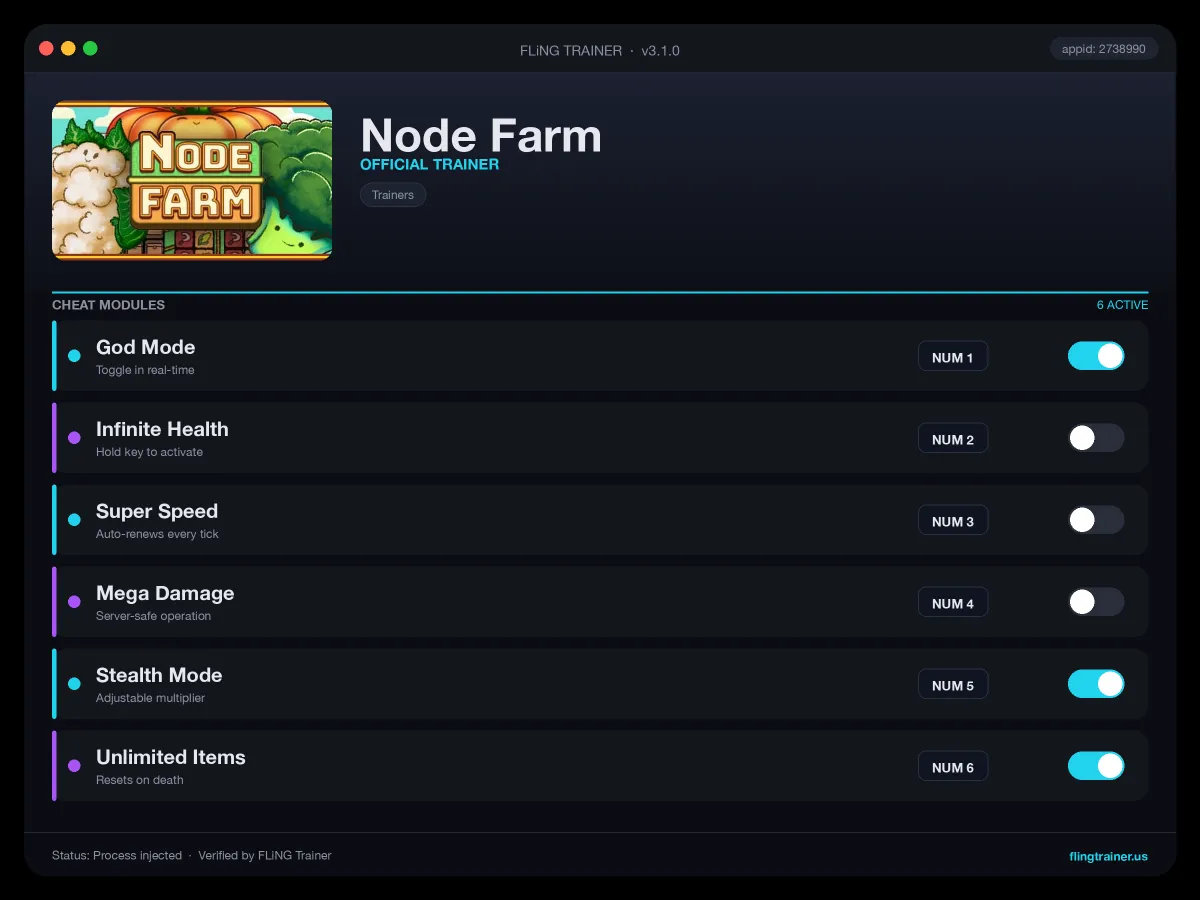Node Farm Trainer interface
