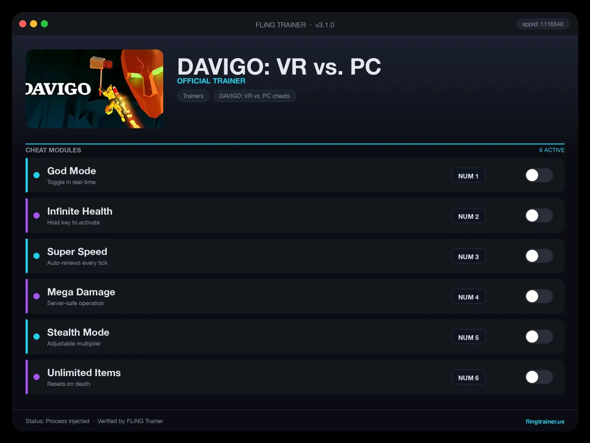 DAVIGO: VR vs. PC Trainer interface