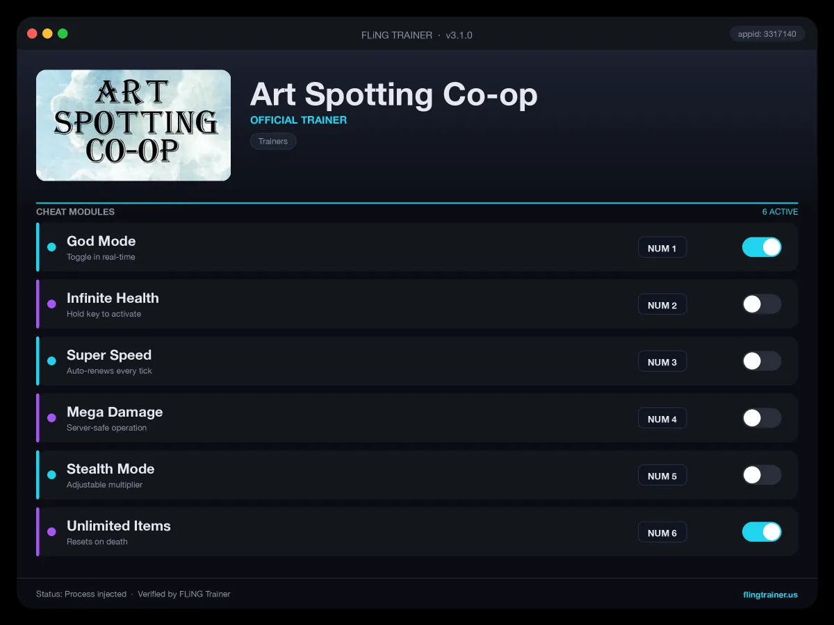 Art Spotting Co-op Trainer interface