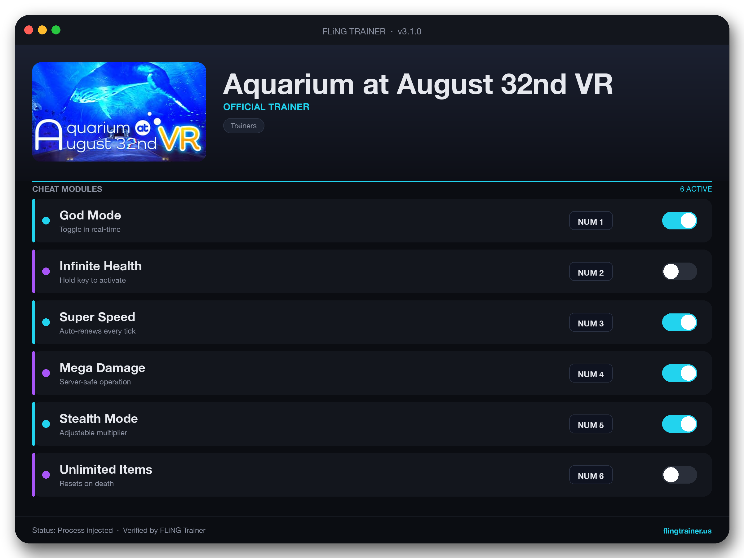 Aquarium at August 32nd VR Trainer interface