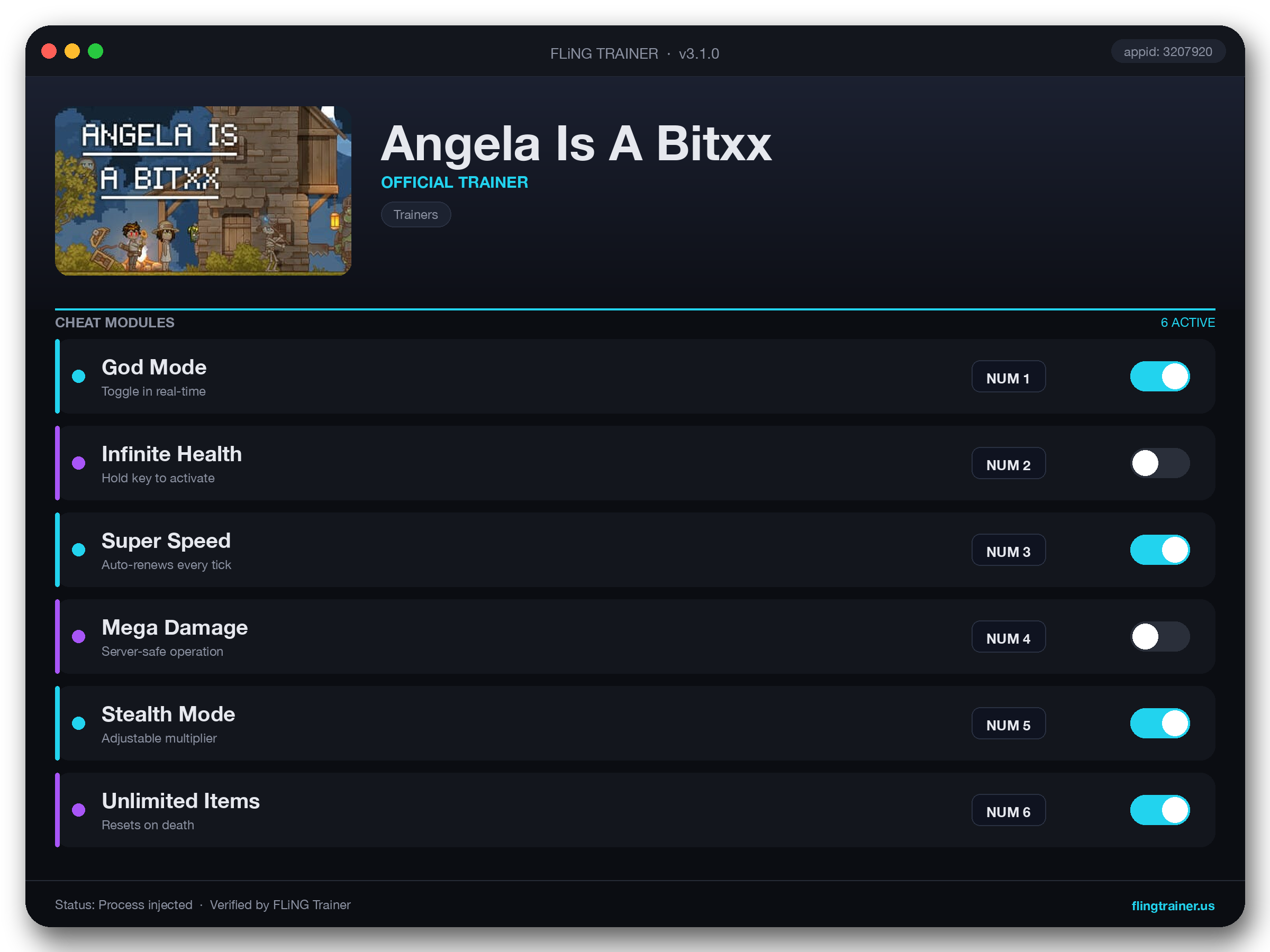 Angela Is A Bitxx Trainer interface