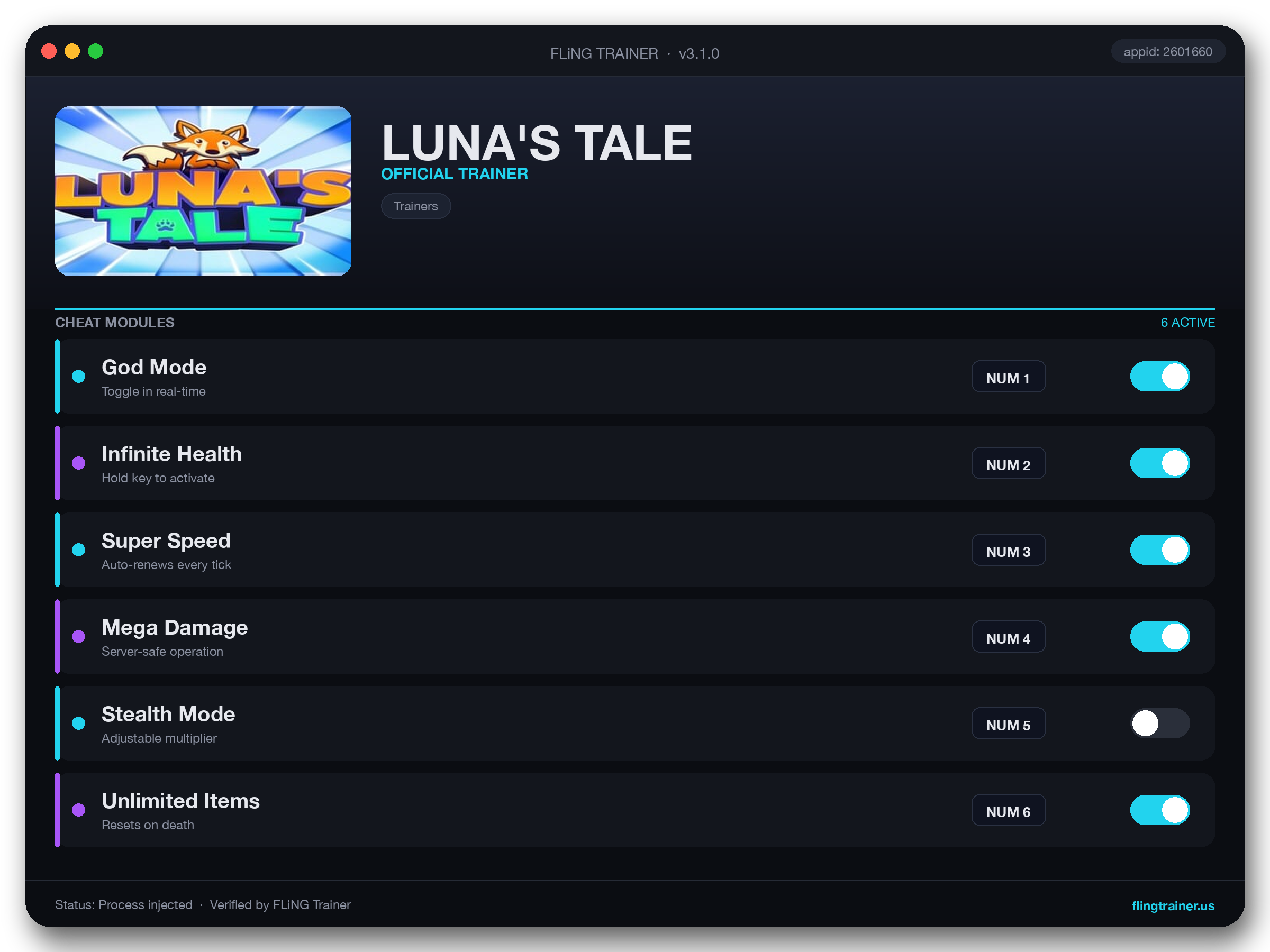 LUNA'S TALE Trainer interface