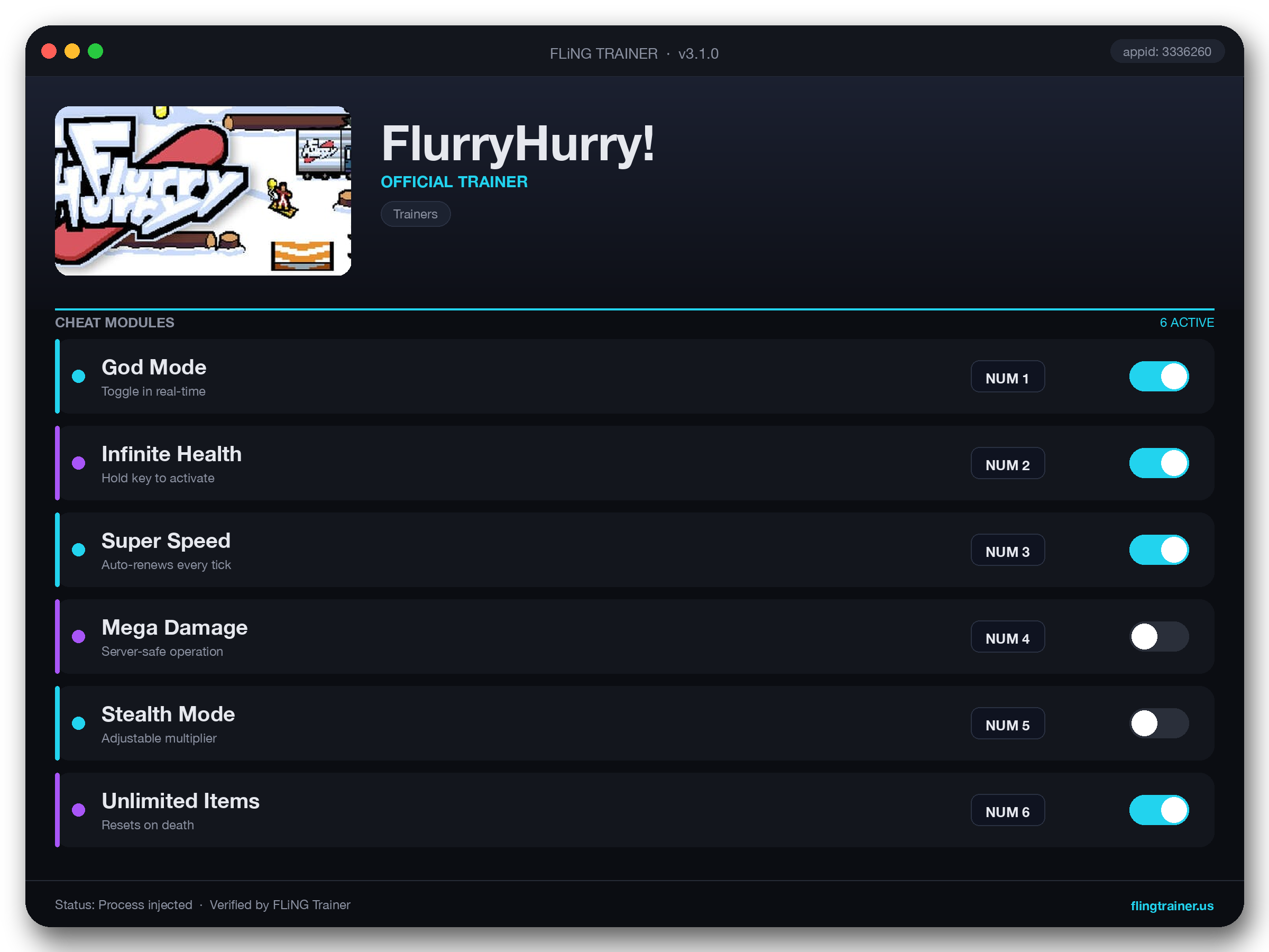 FlurryHurry! Trainer interface