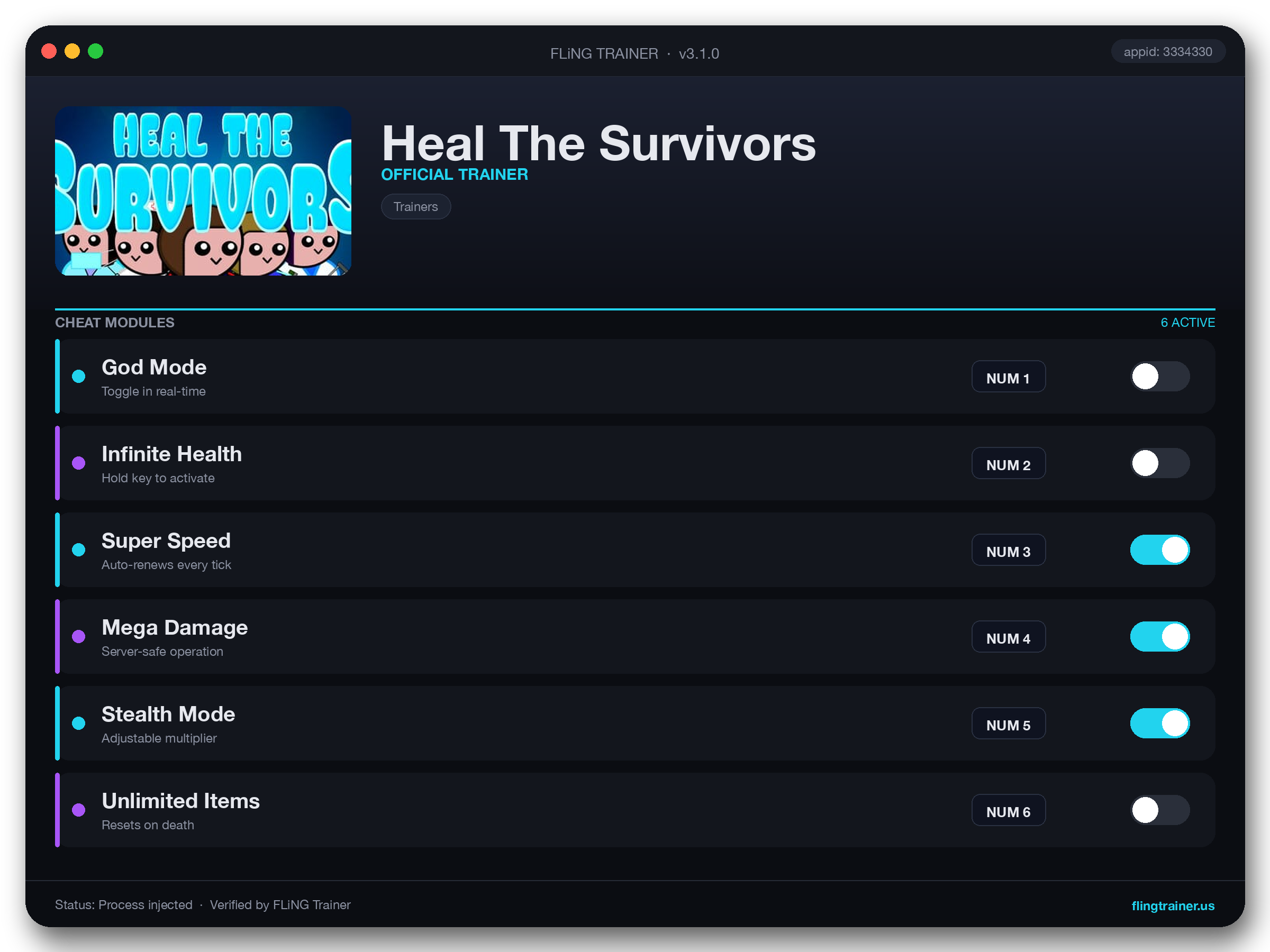 Heal The Survivors Trainer interface