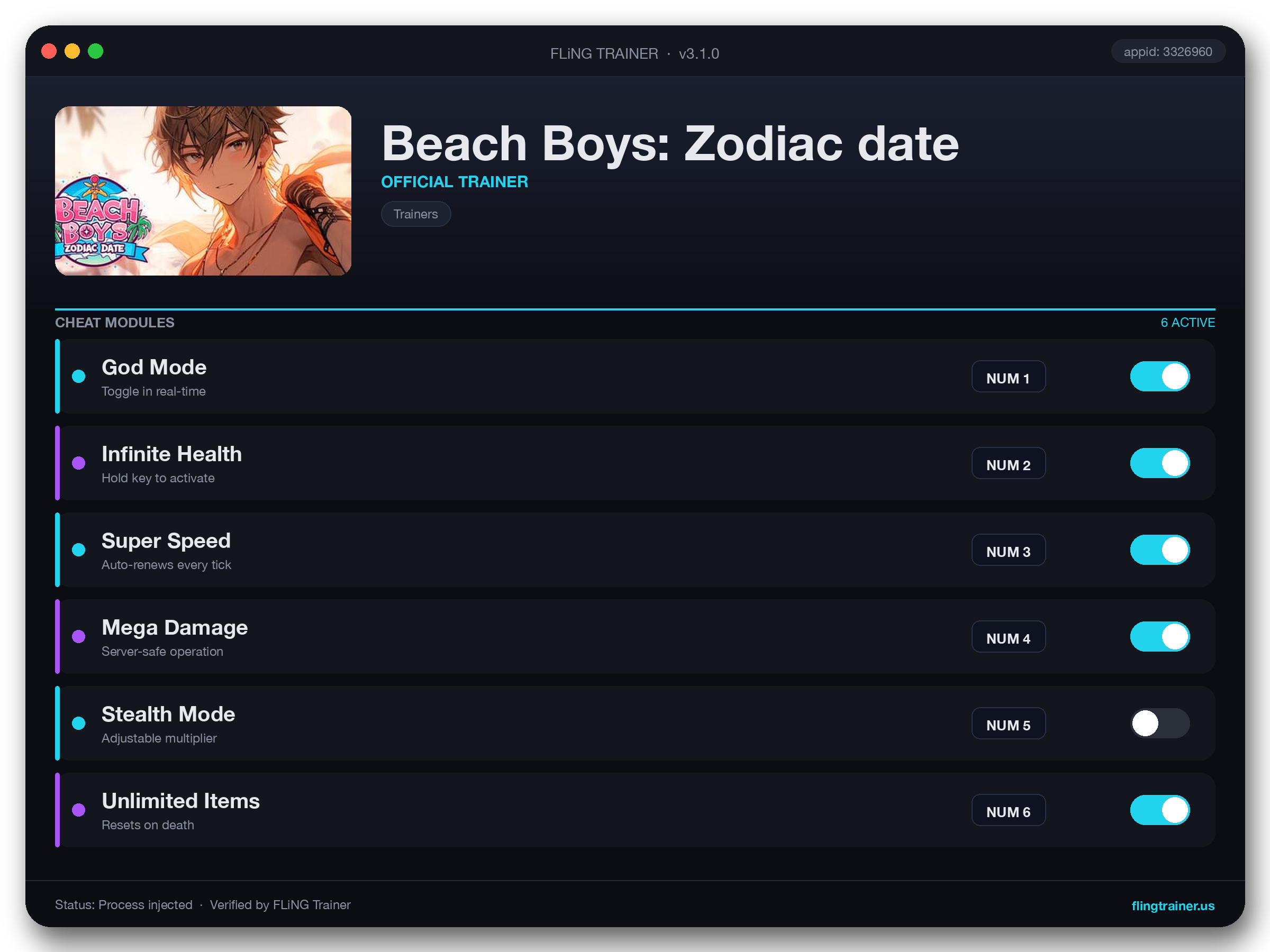 Beach Boys: Zodiac date Trainer interface
