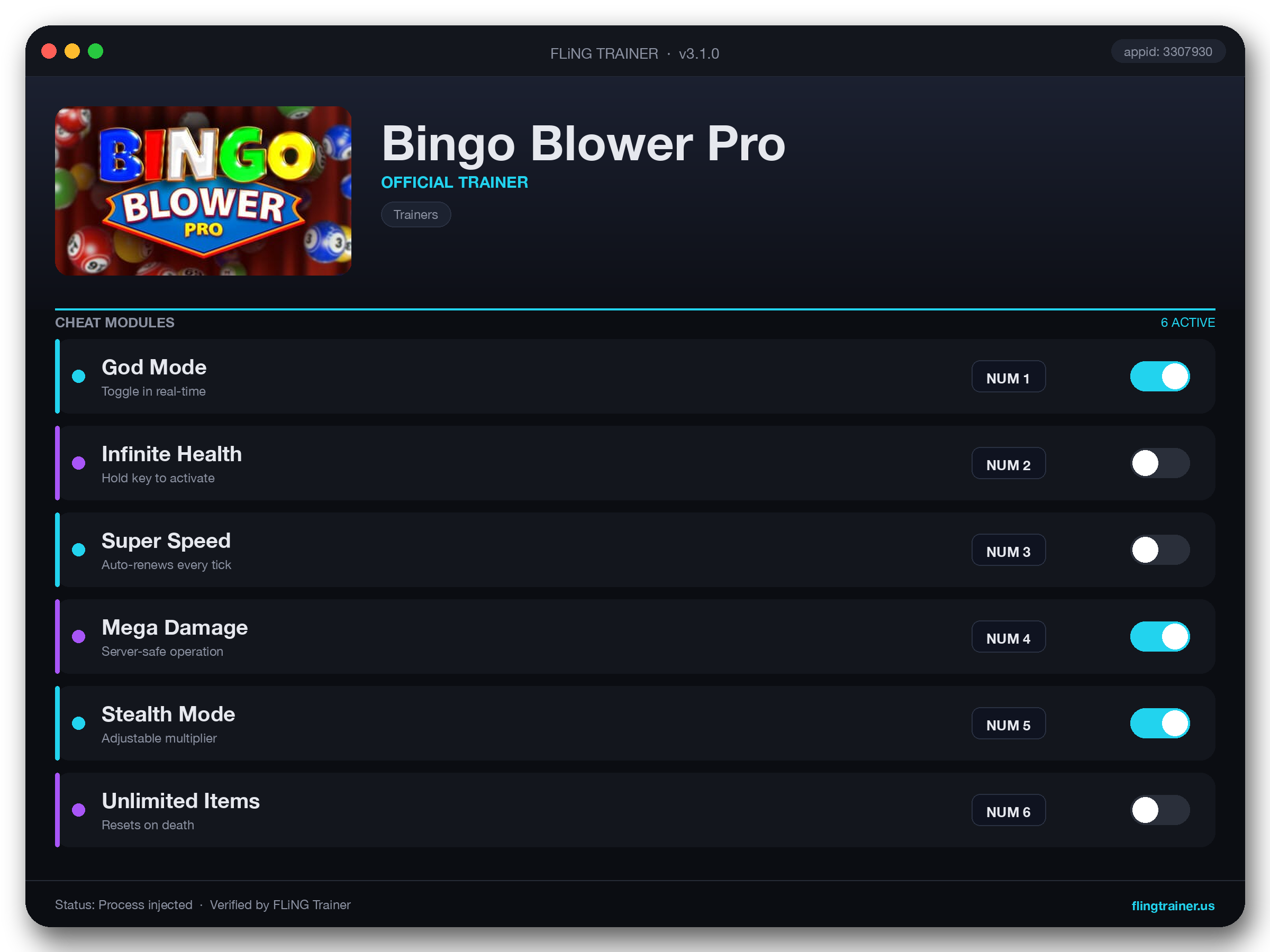 Bingo Blower Pro Trainer interface