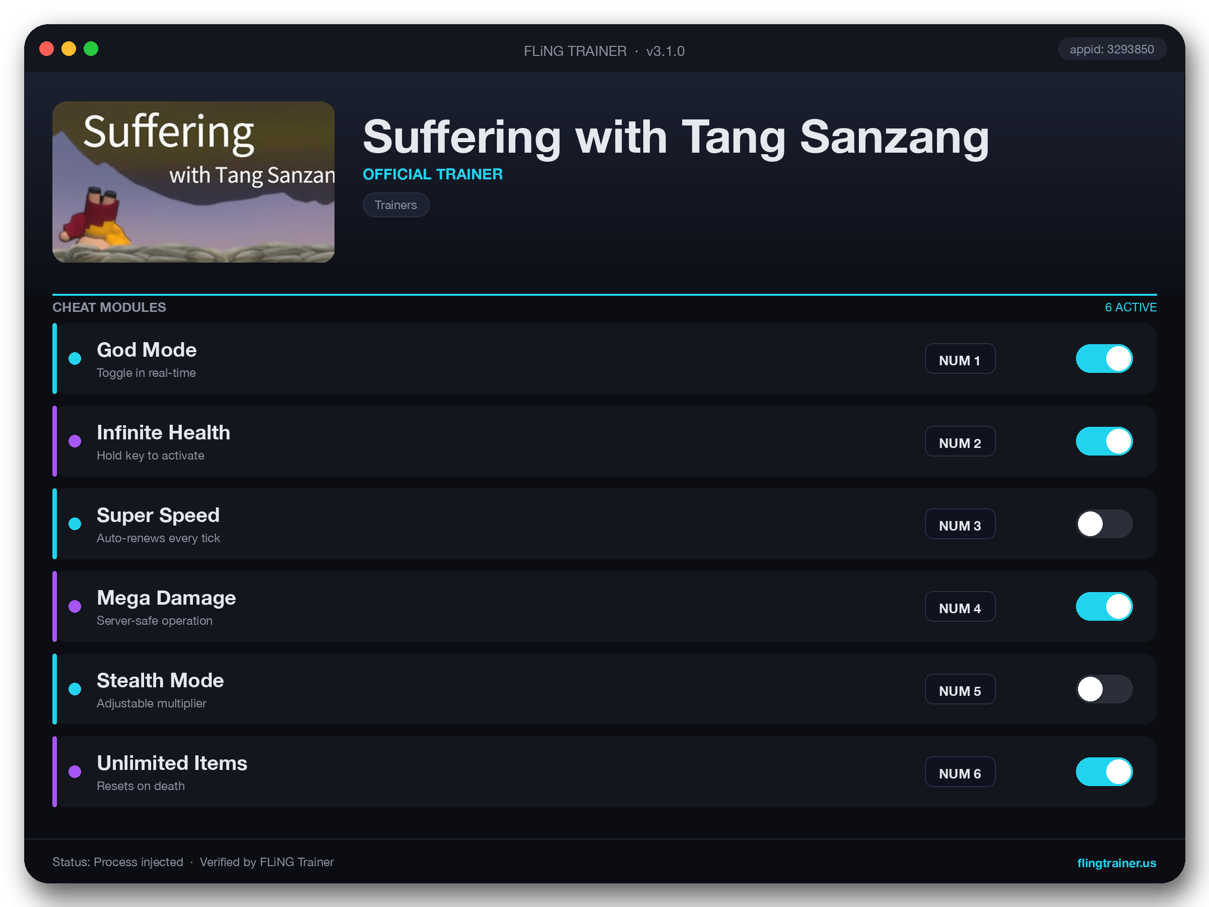 Suffering with Tang Sanzang Trainer interface