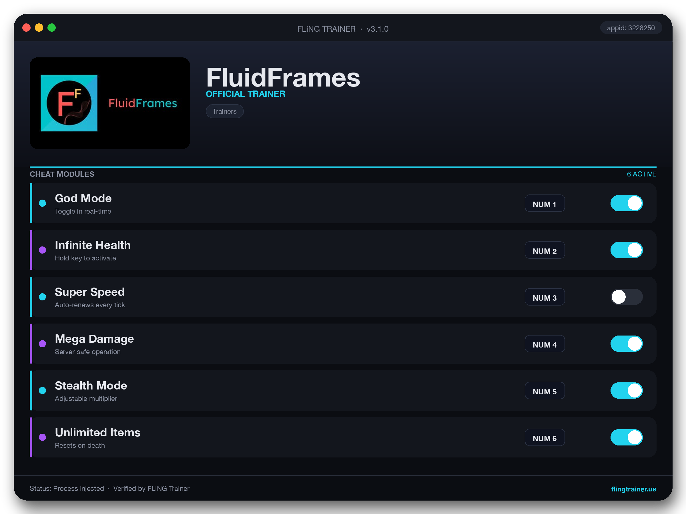 FluidFrames Trainer interface