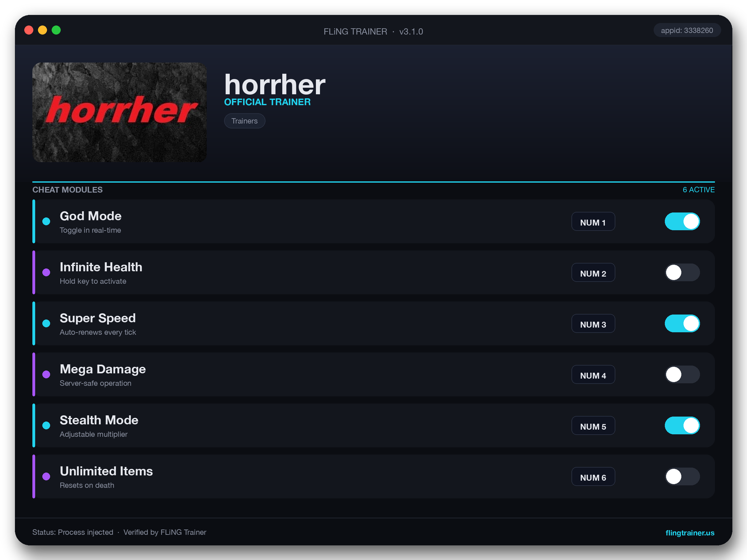 horrher Trainer interface