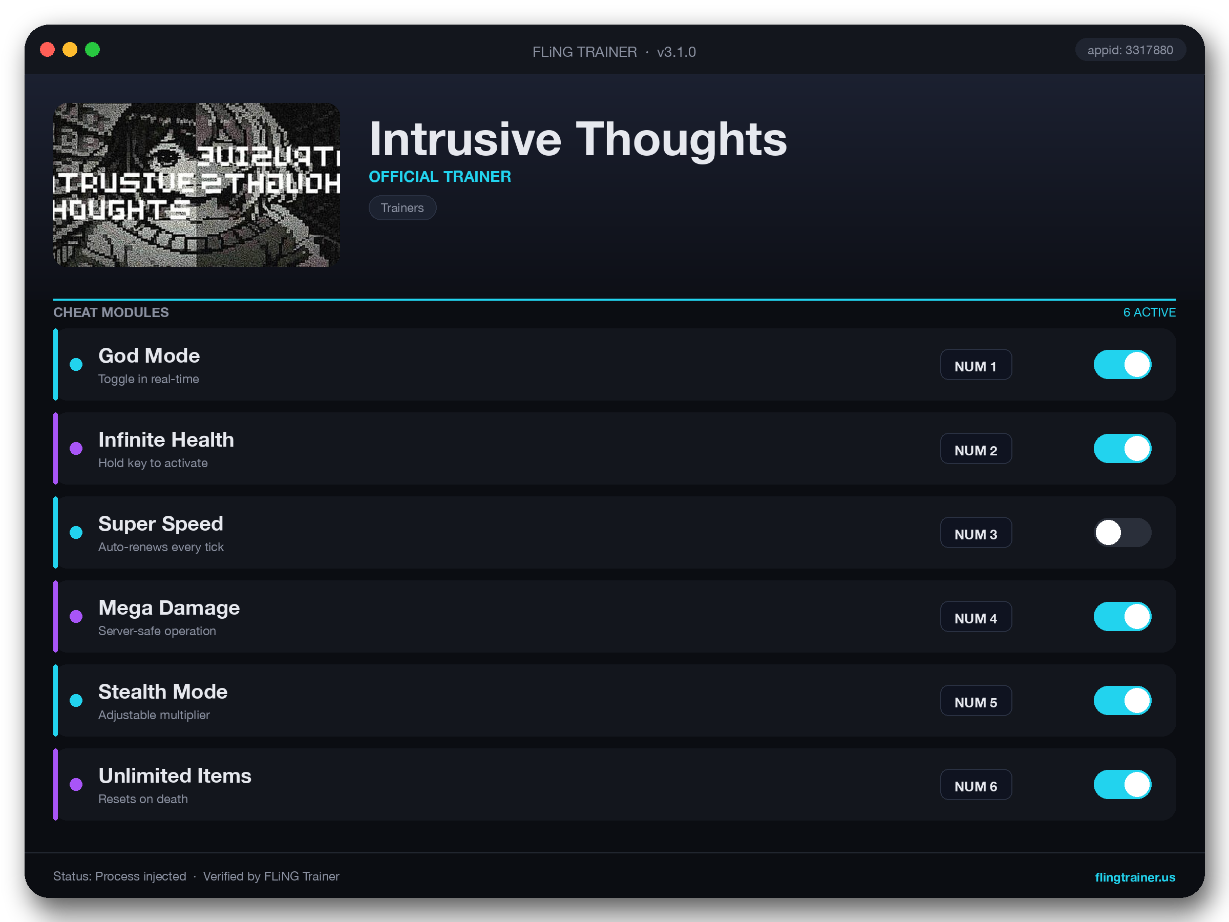 Intrusive Thoughts Trainer interface