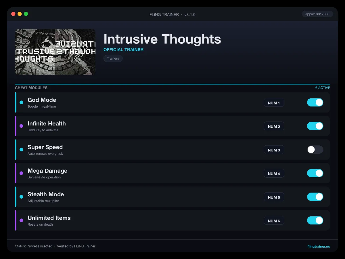 Intrusive Thoughts Trainer interface