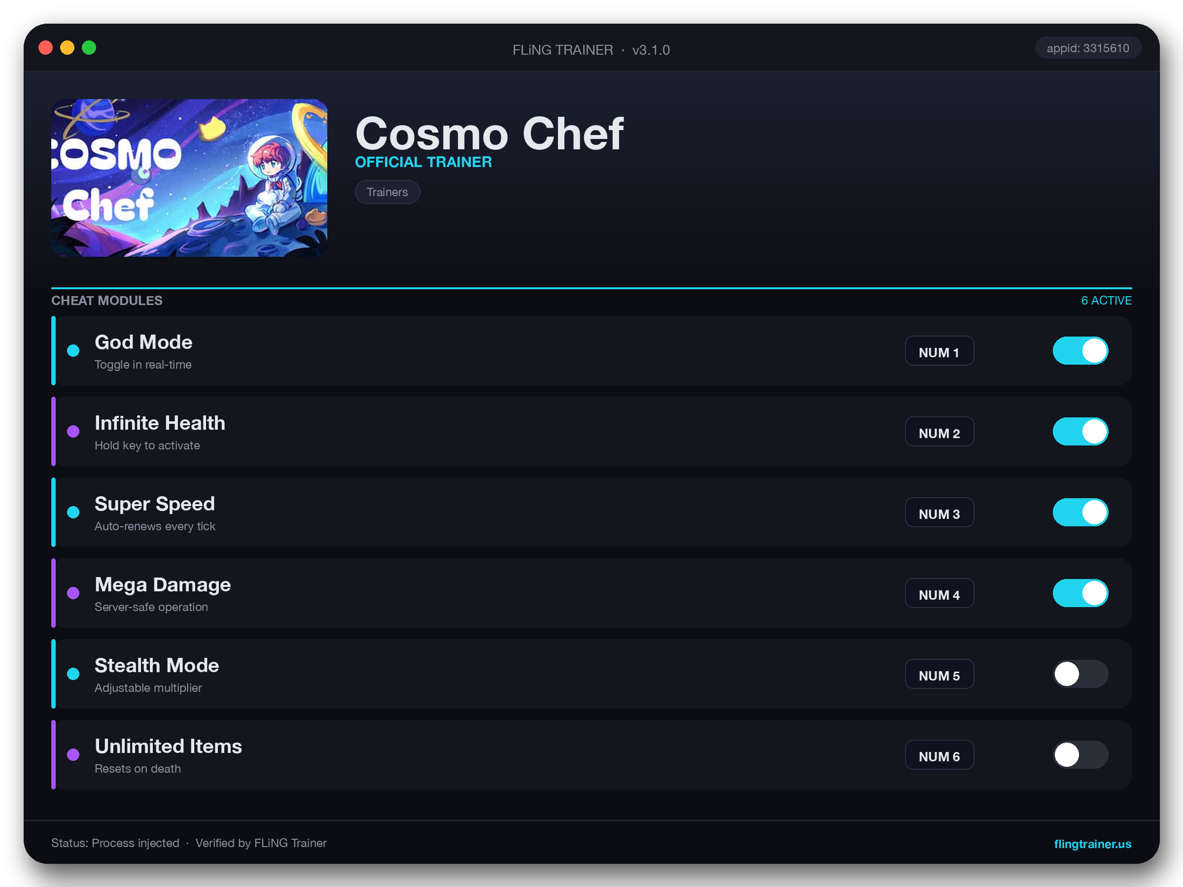 Cosmo Chef Trainer interface
