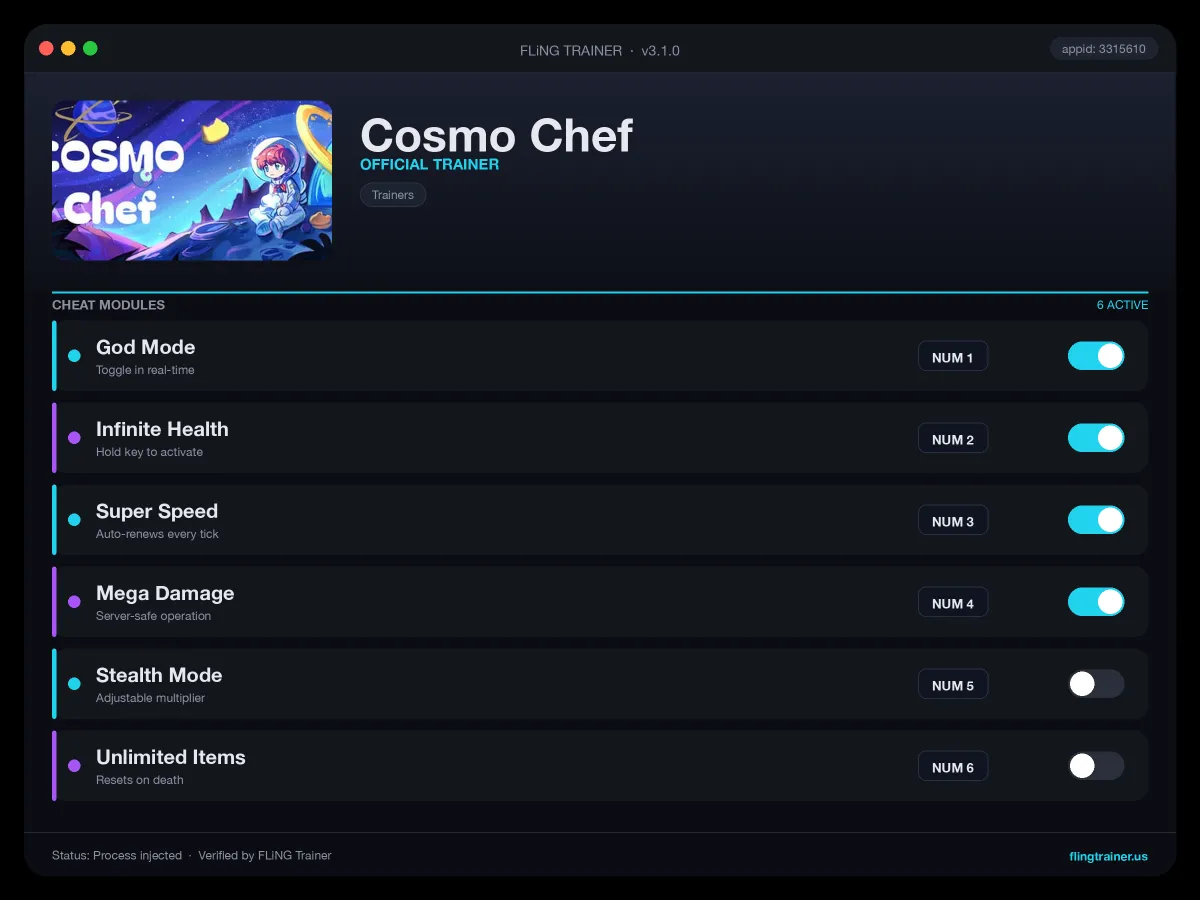 Cosmo Chef Trainer interface