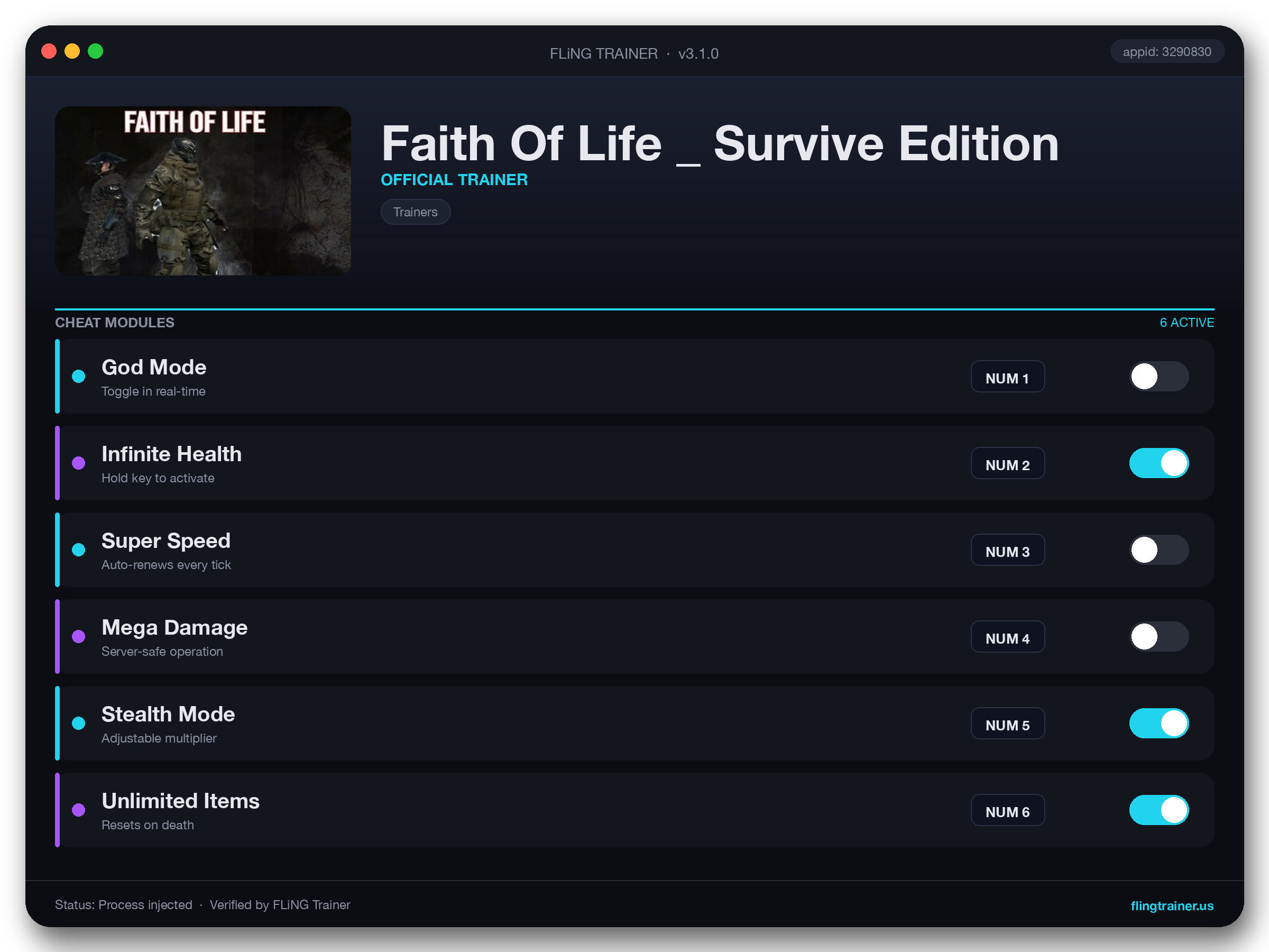Faith Of Life _ Survive Edition Trainer interface