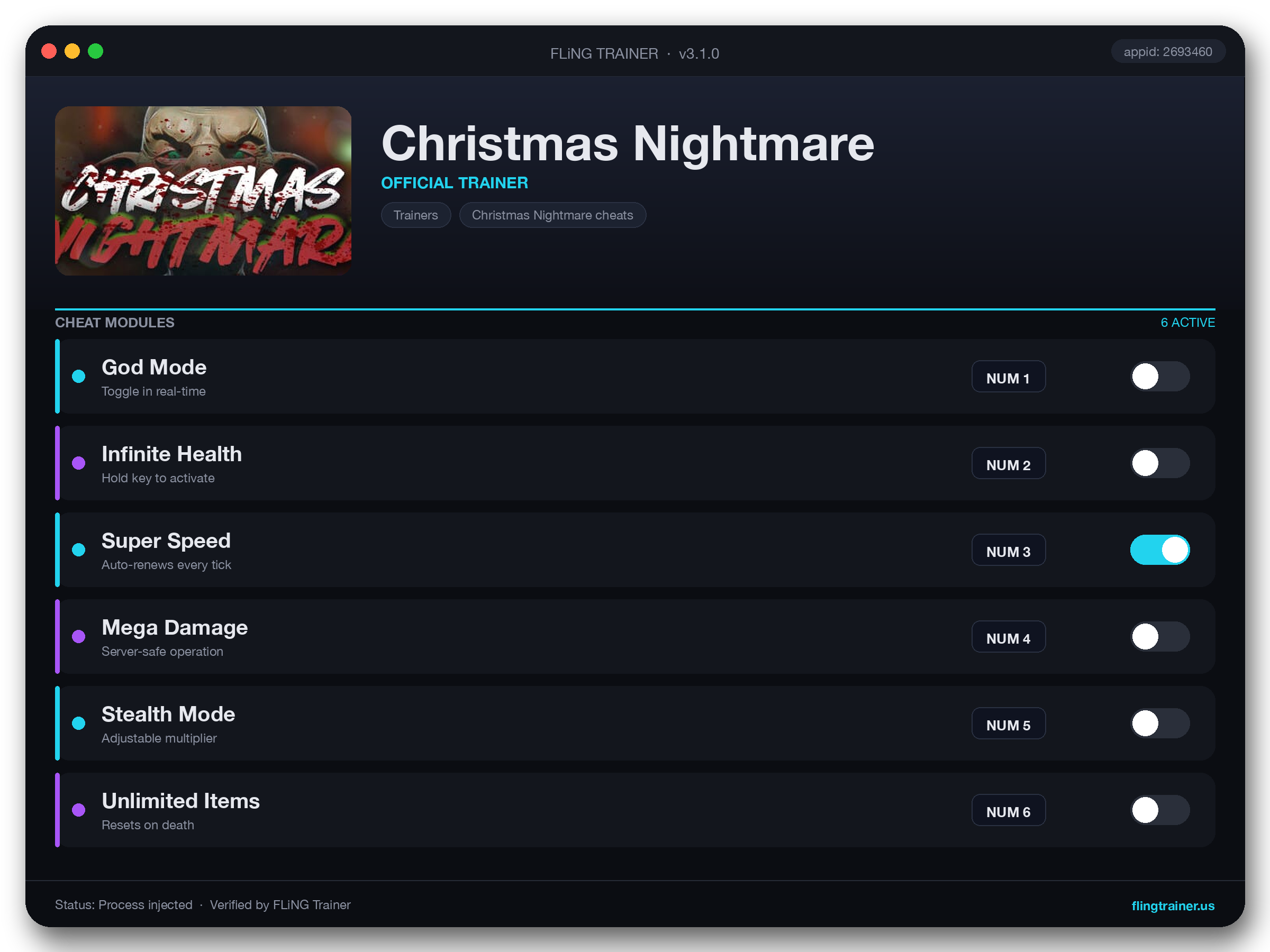 Christmas Nightmare Trainer interface