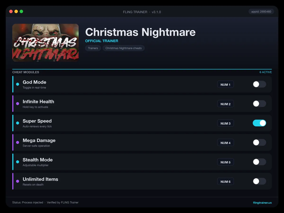 Christmas Nightmare Trainer interface