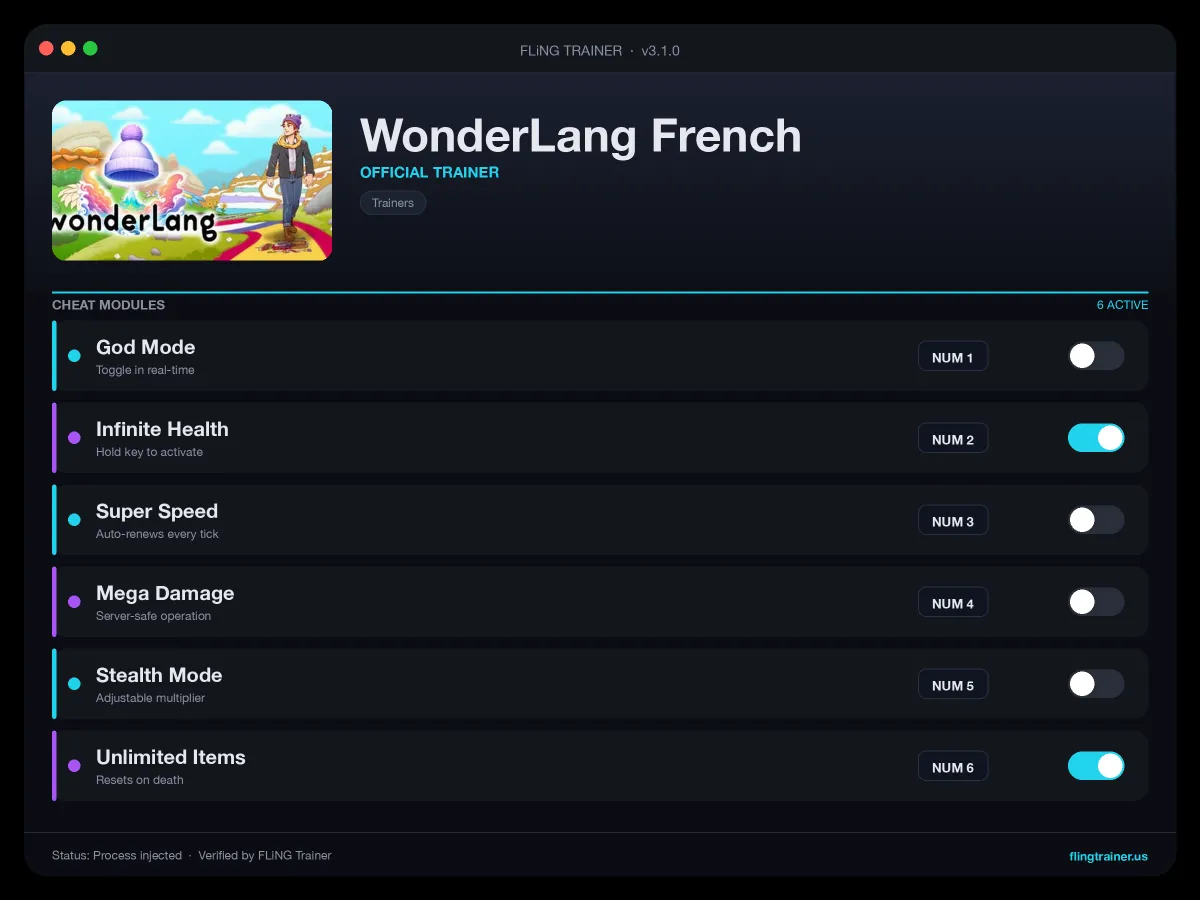 WonderLang French Trainer interface