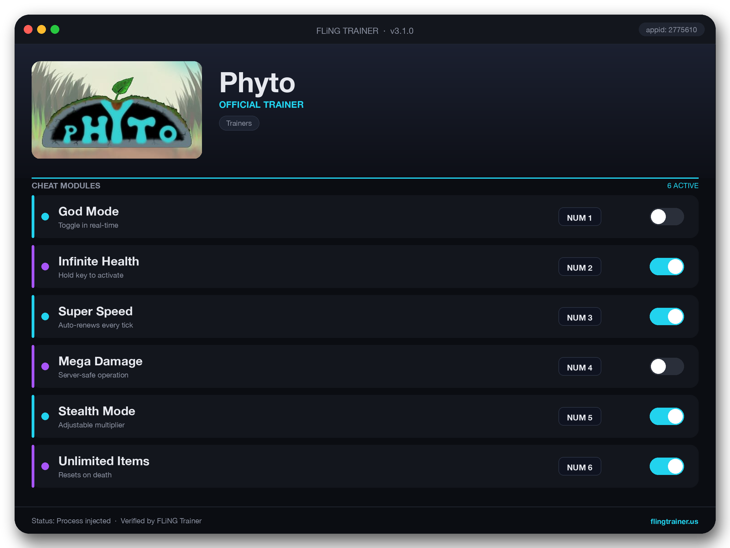 Phyto Trainer interface