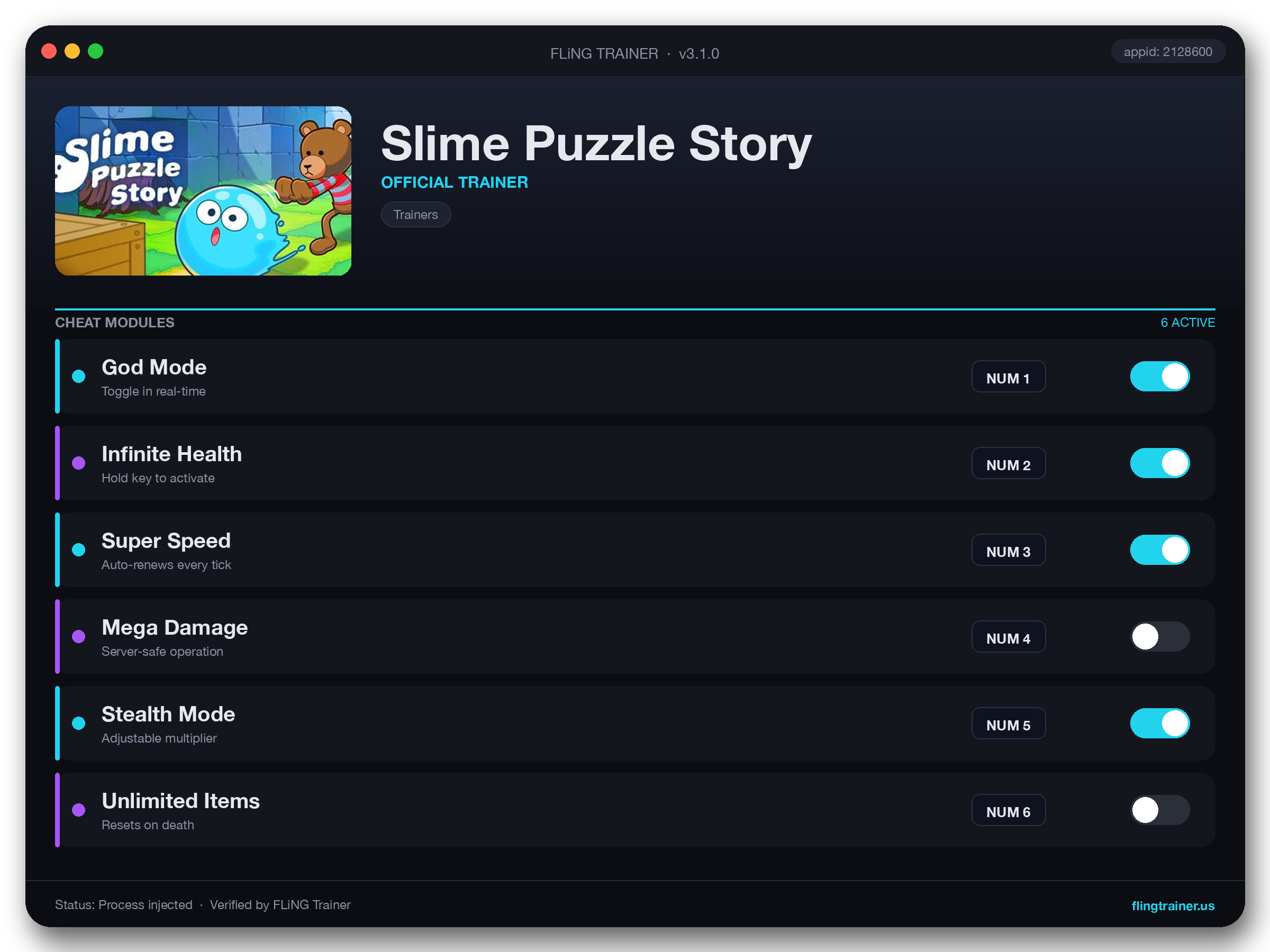 Slime Puzzle Story Trainer interface