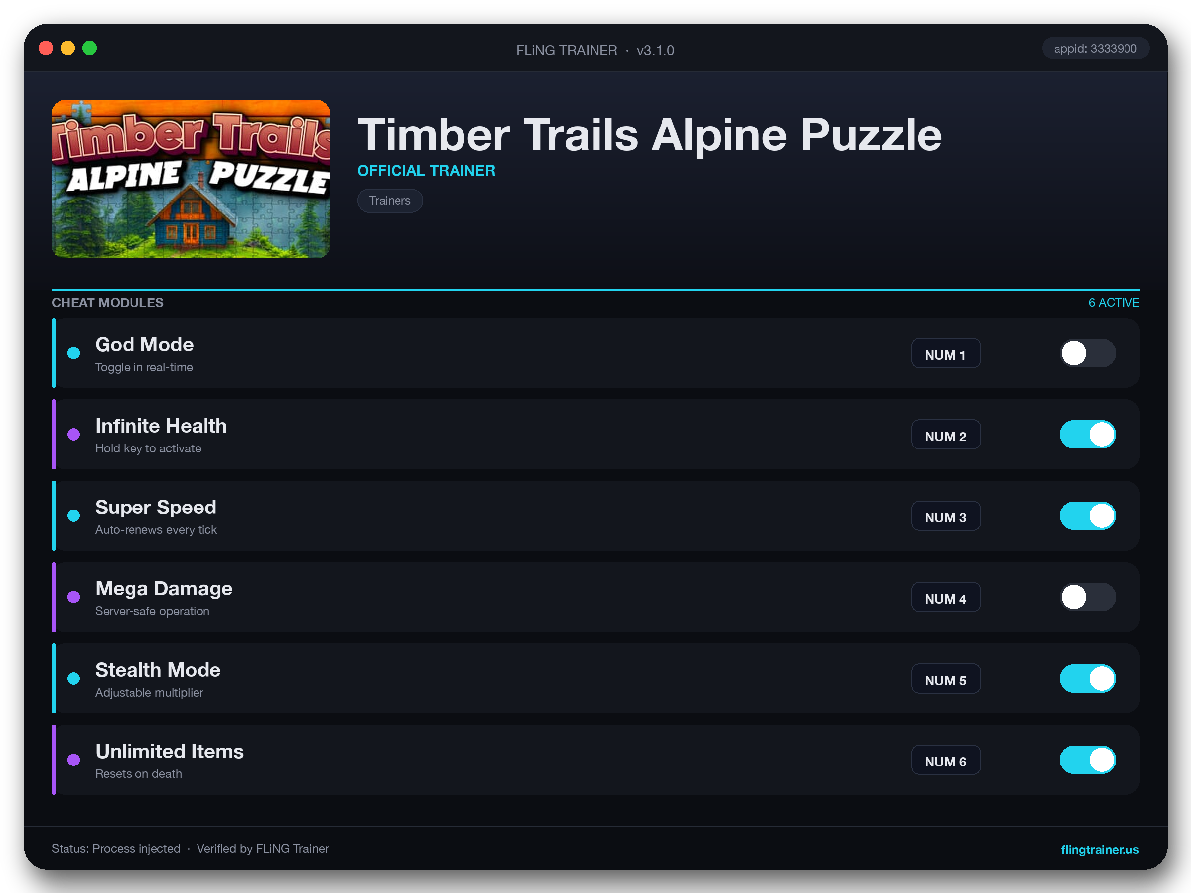 Timber Trails Alpine Puzzle Trainer interface