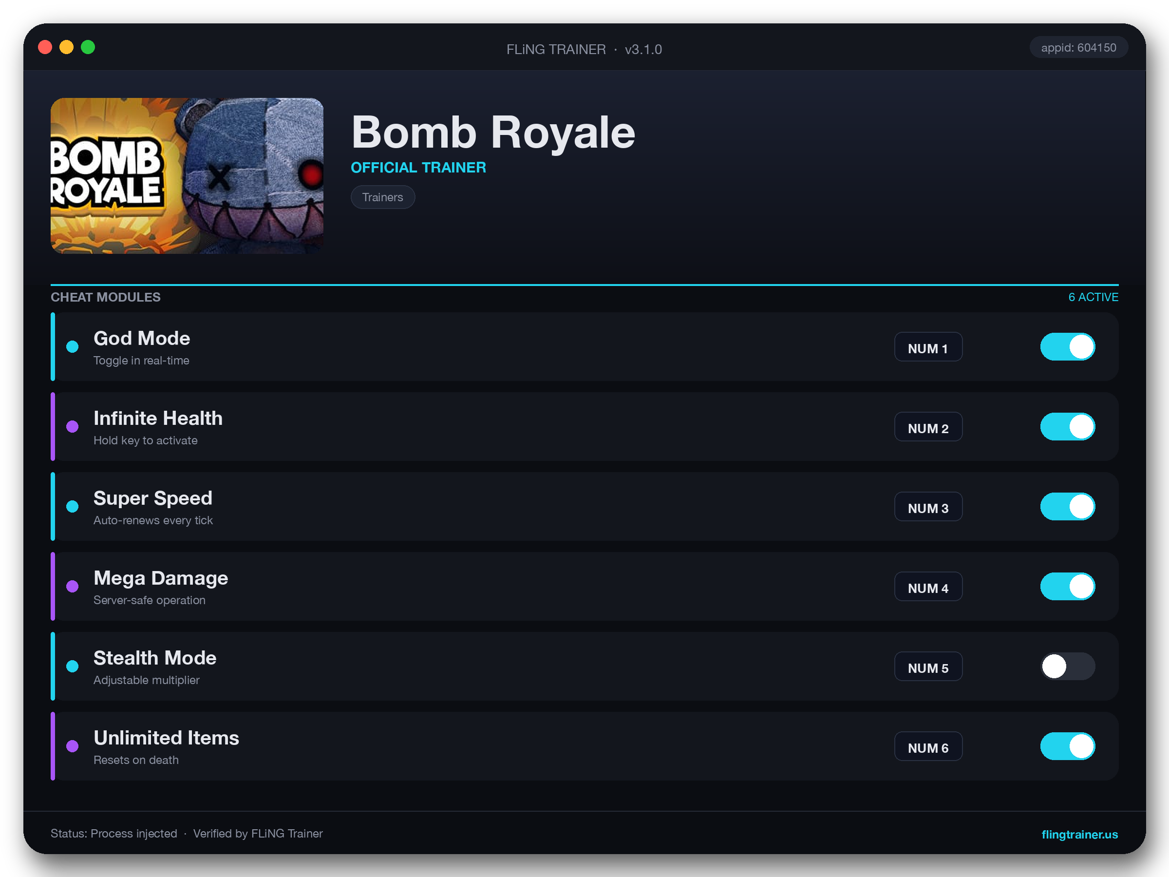Bomb Royale Trainer interface
