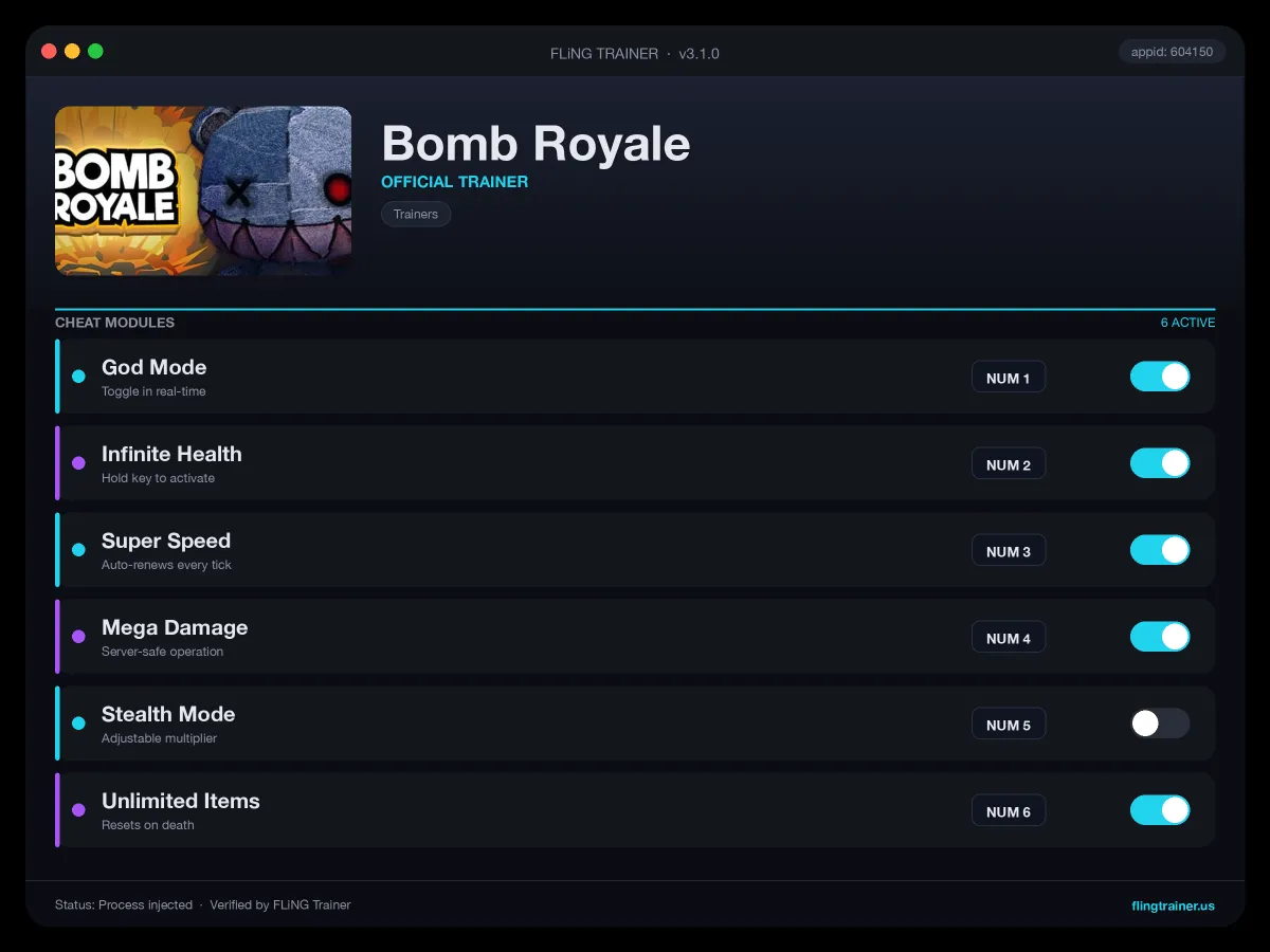 Bomb Royale Trainer interface