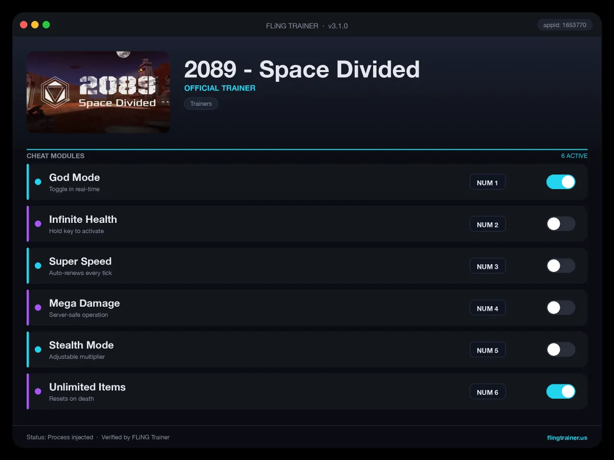 2089 - Space Divided Trainer interface