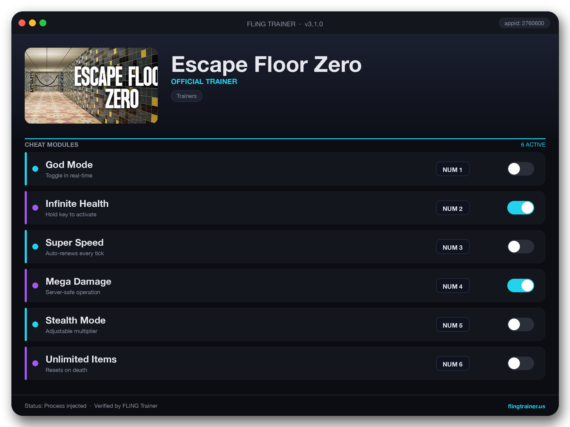 Escape Floor Zero Trainer interface