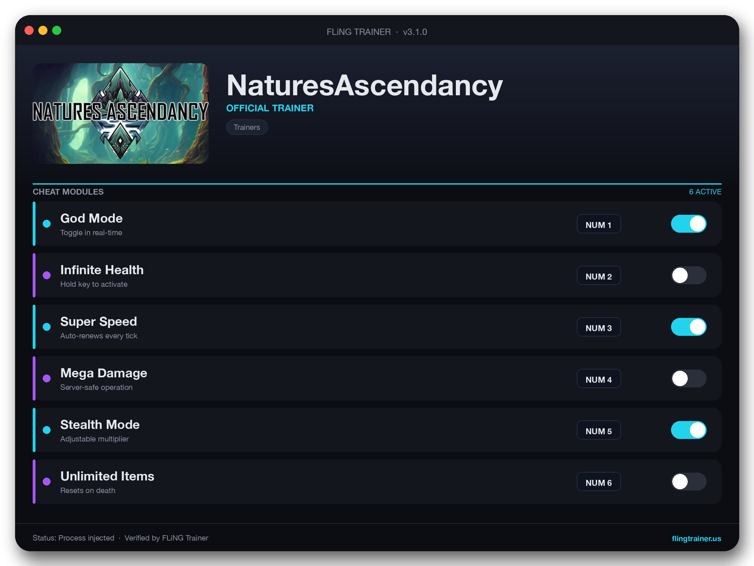 NaturesAscendancy Trainer interface