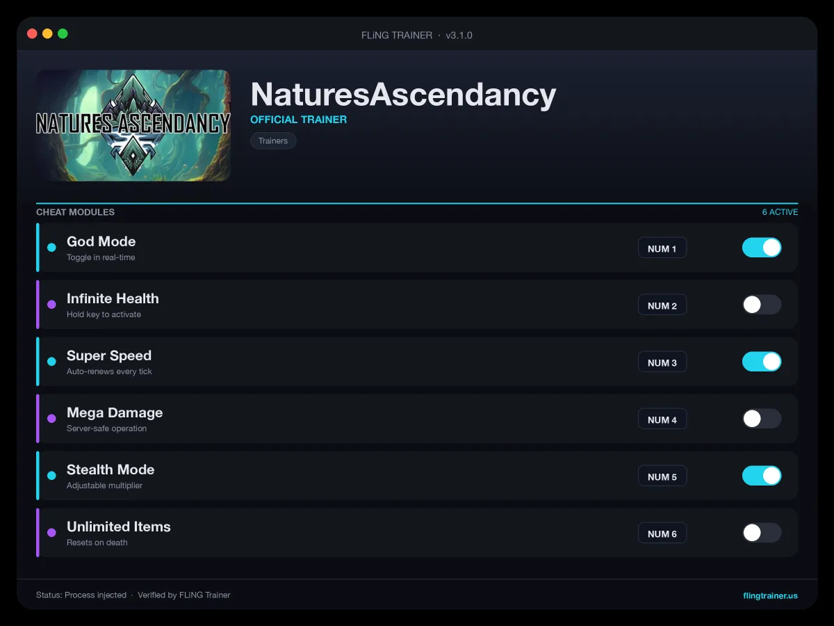 NaturesAscendancy Trainer interface