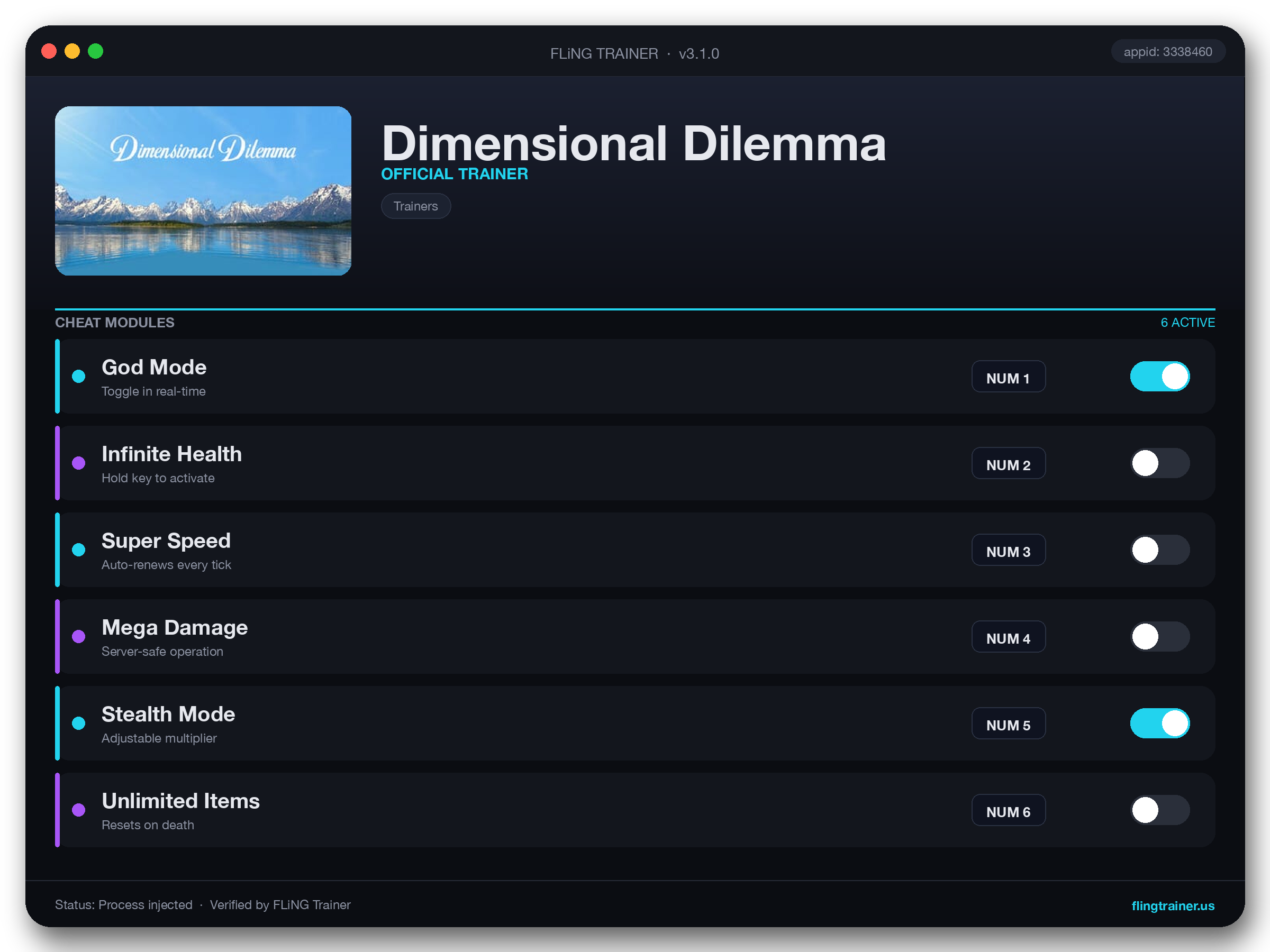 Dimensional Dilemma Trainer interface
