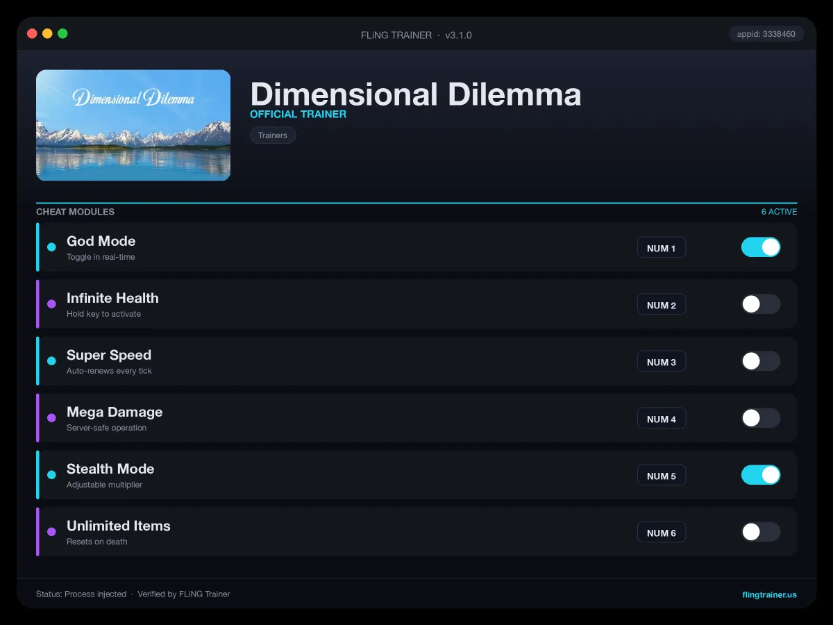 Dimensional Dilemma Trainer interface