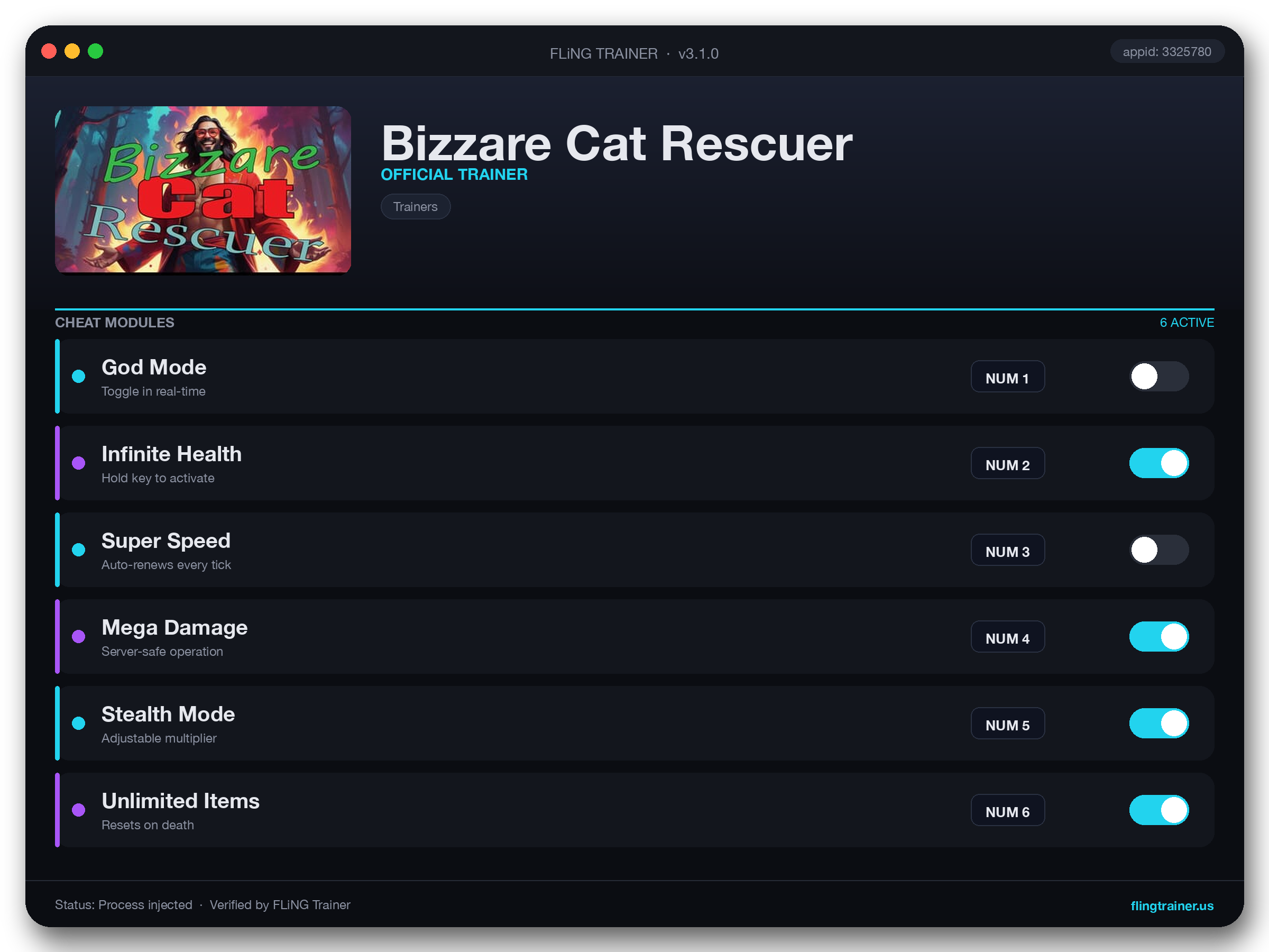 Bizzare Cat Rescuer Trainer interface