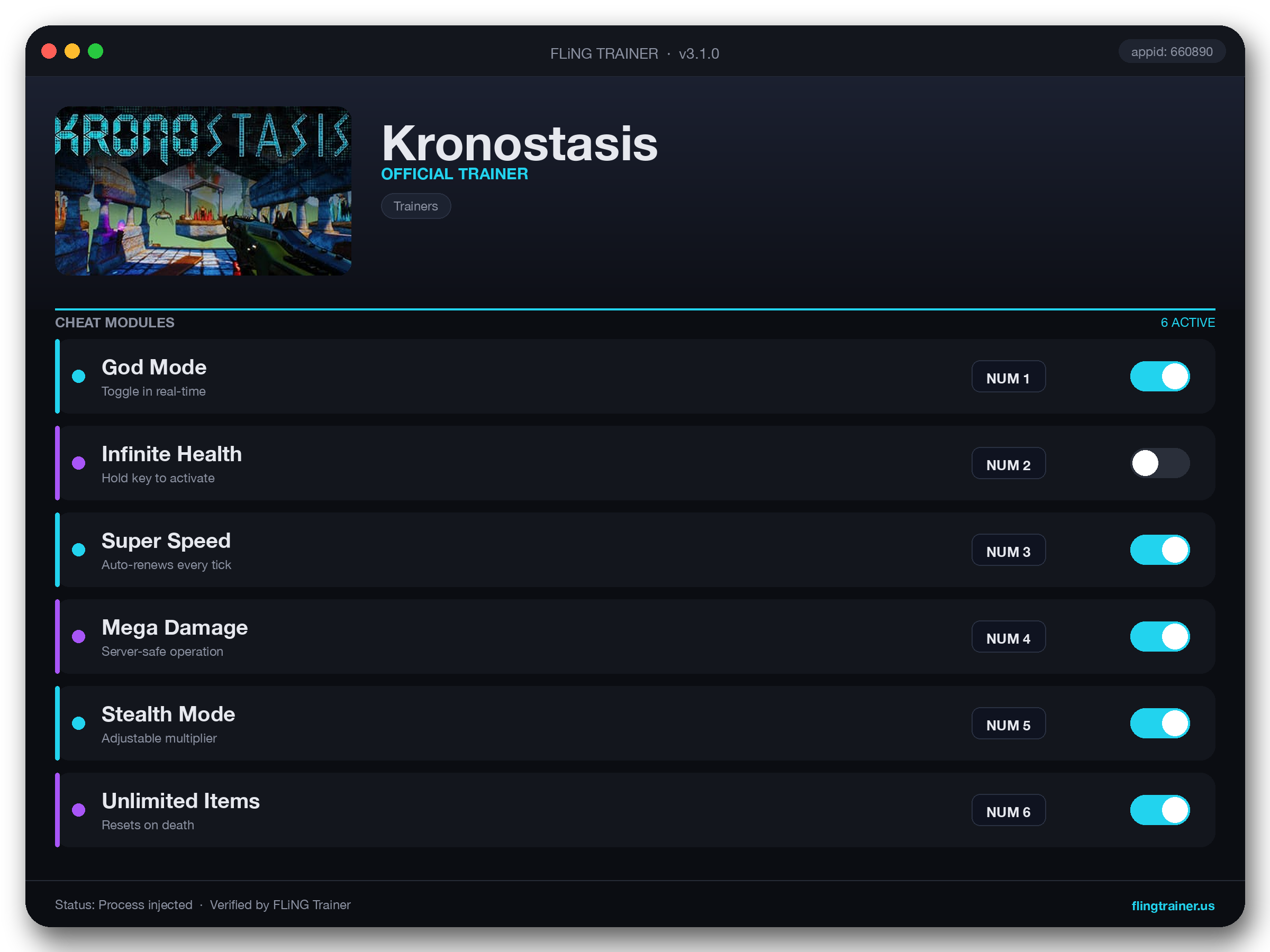 Kronostasis Trainer interface
