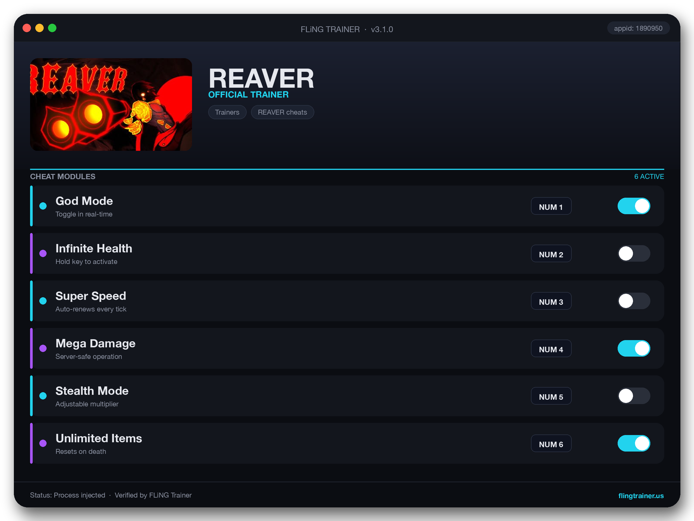 REAVER Trainer interface