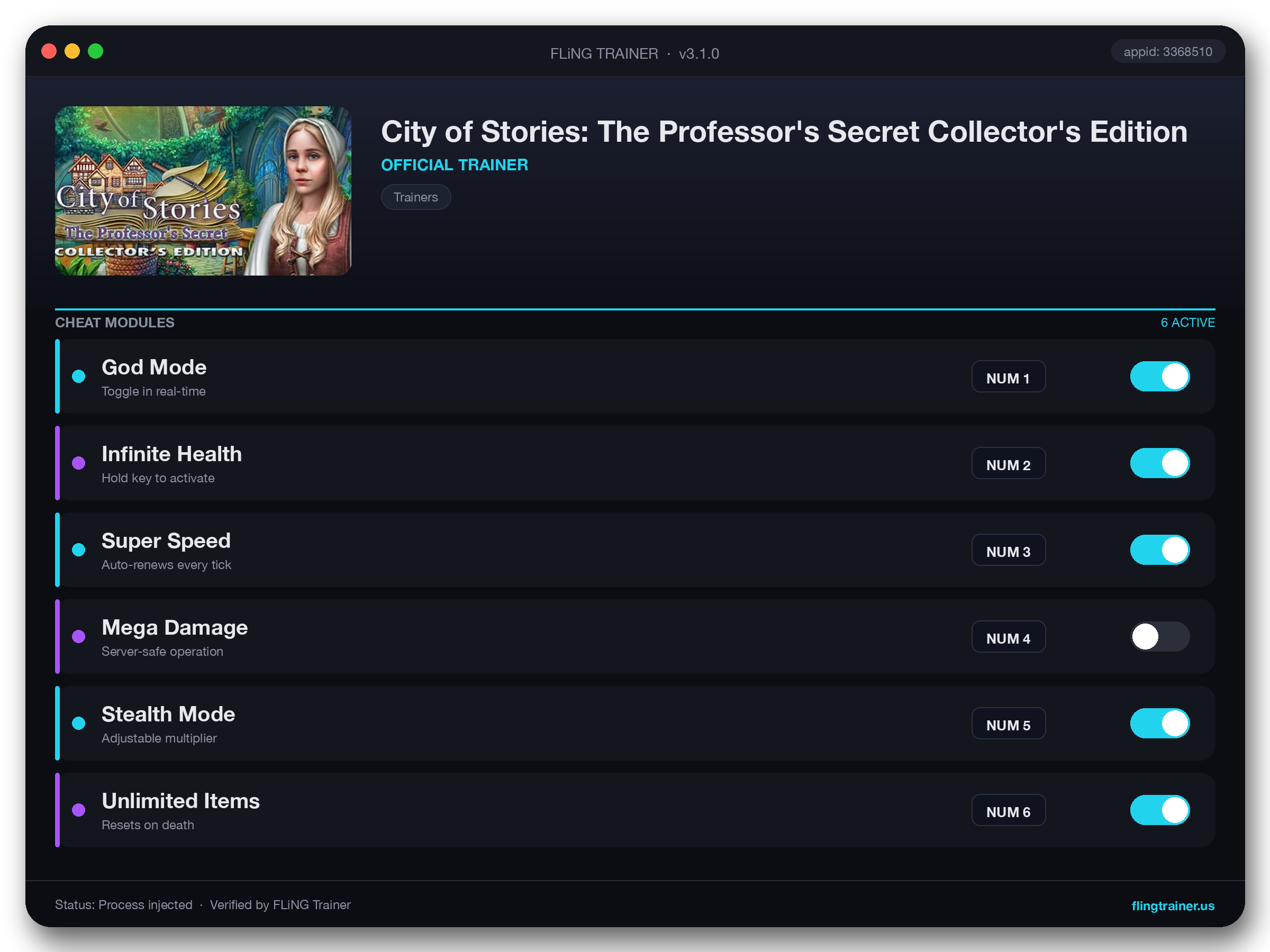 City of Stories: The Professor's Secret Collector's Edition Trainer interface
